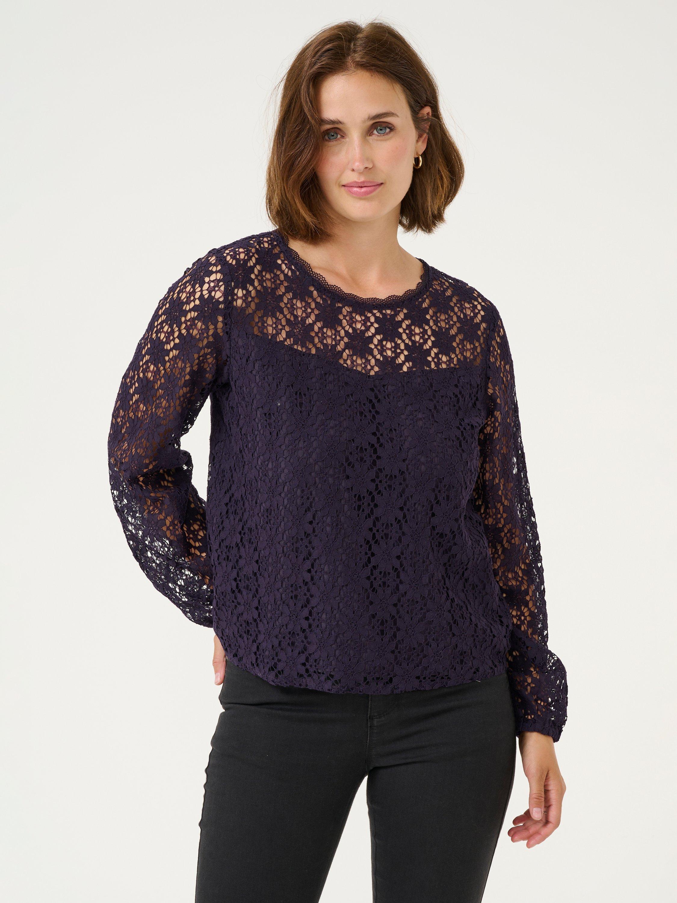 KAFFE Silja Lace Top, Purple