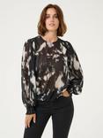 KAFFE Aska Abstract Print Chiffon Blouse