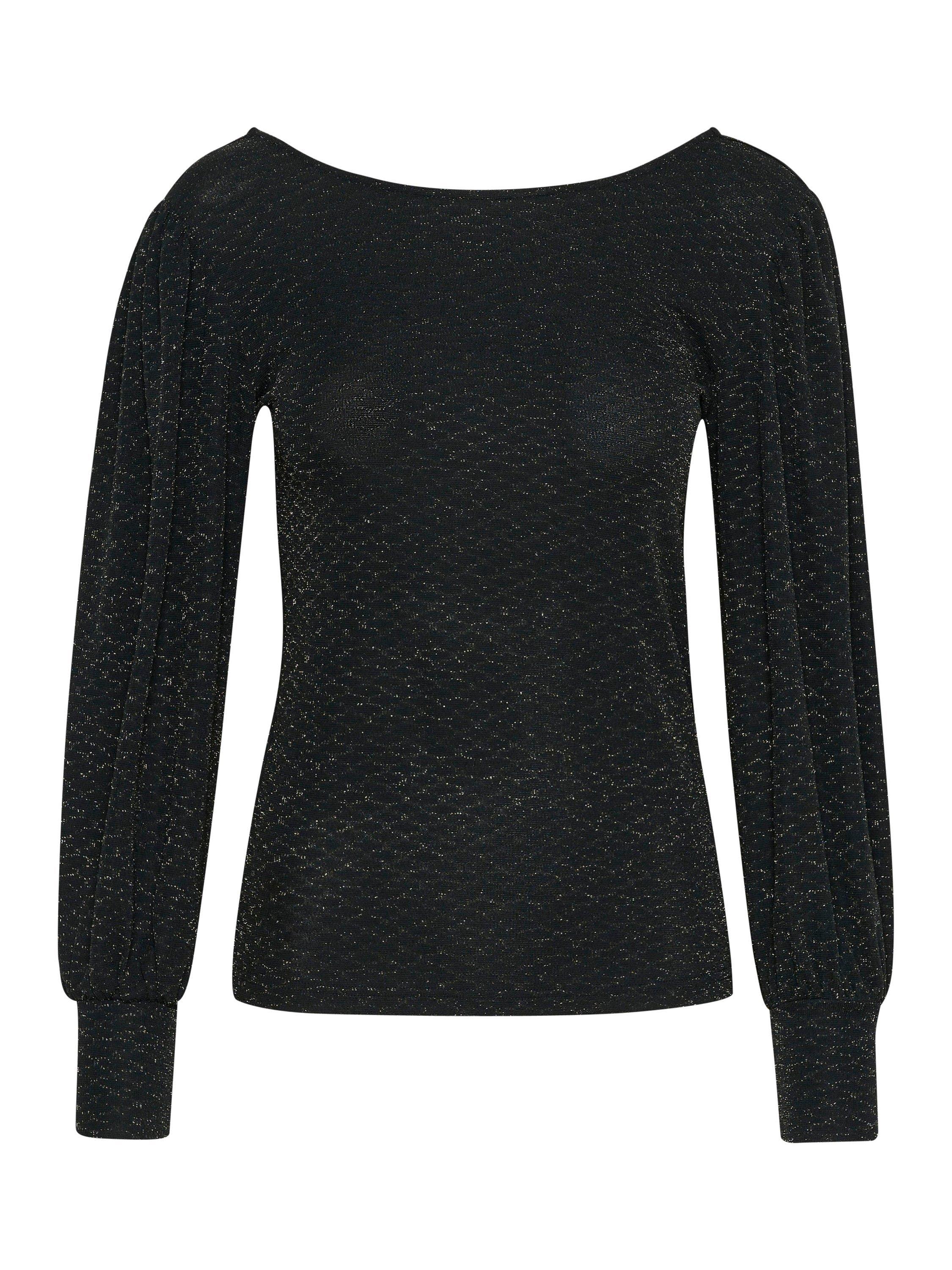 Product image 5 of 6, which shows KAFFE Ellie Shimmer Jersey Blouse, Black/Silver, S