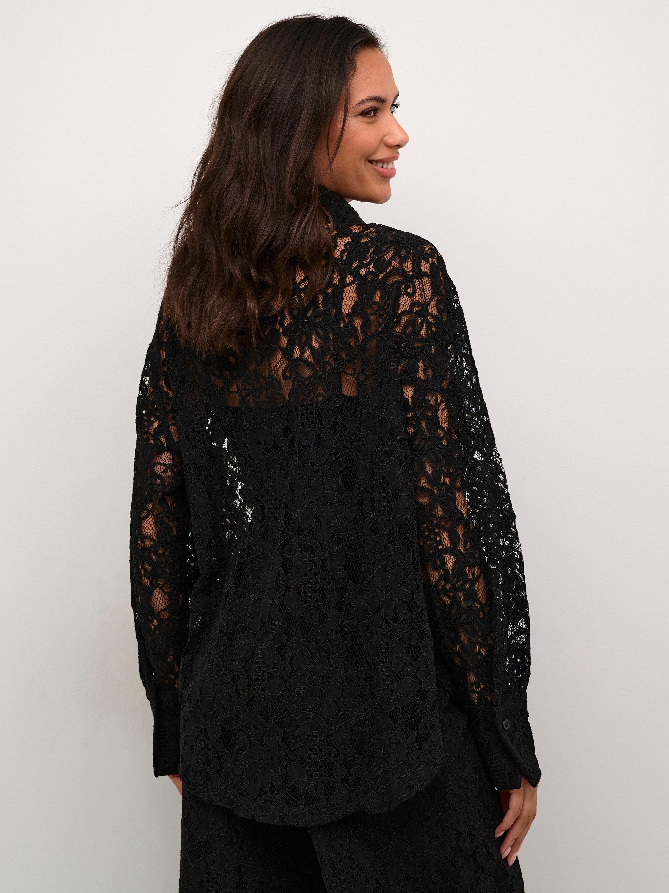 Product image 2 of 6, which shows KAFFE Nelly Lace Top, Black Deep, 8