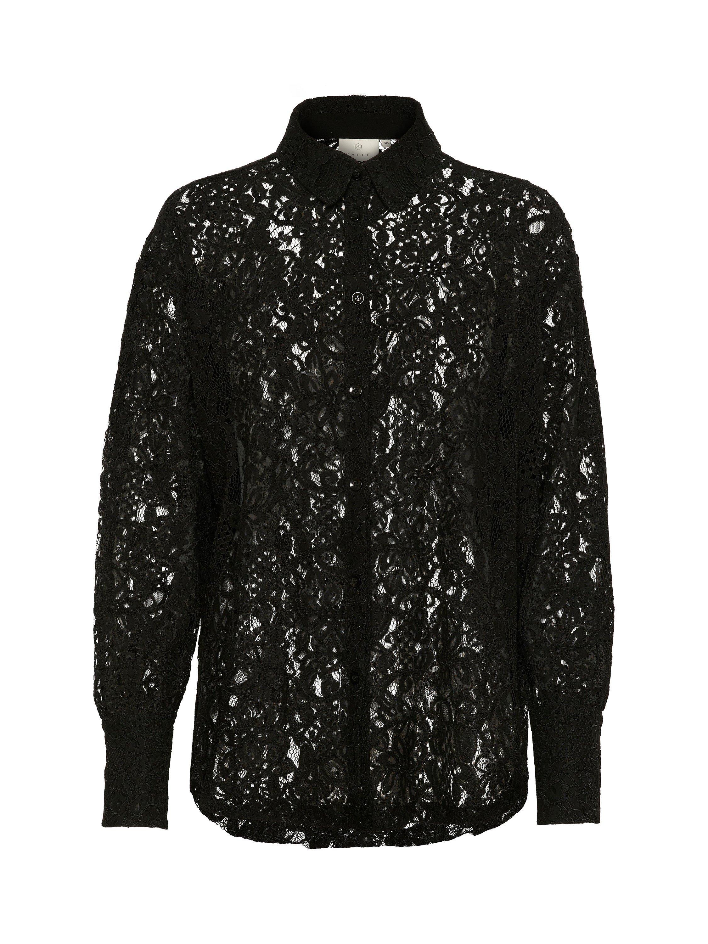 Product image 5 of 6, which shows KAFFE Nelly Lace Top, Black Deep, 8
