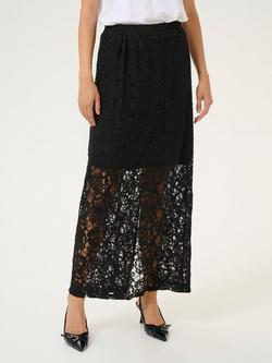 KAFFE Lanice Floral Lace Skirt, Black, Black