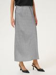 KAFFE Lotte Polka Dot Satin Maxi Skirt, Steeple Grey/Black