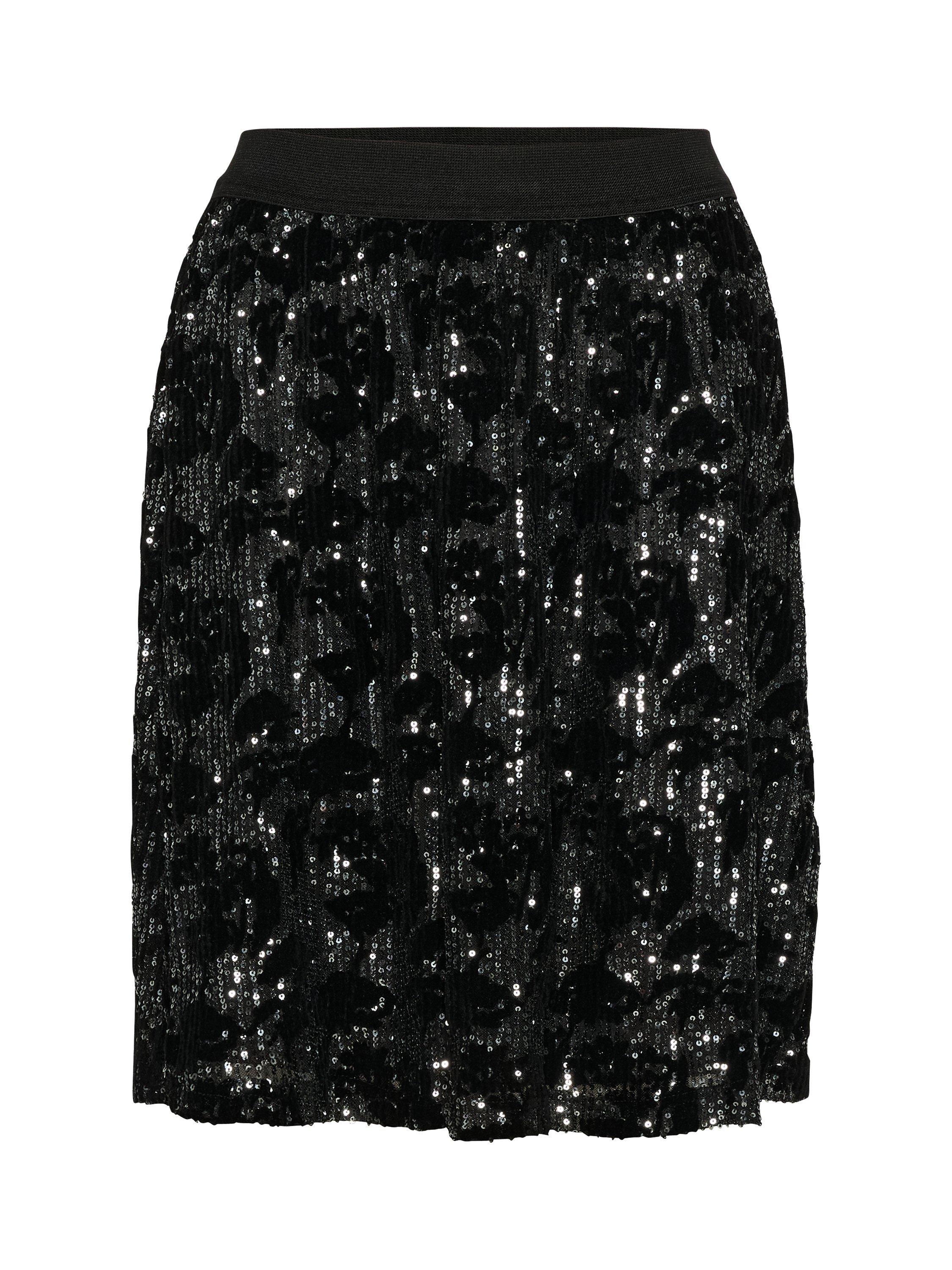 Product image 5 of 6, which shows KAFFE Grit Sequin Skirt, Black/Silver, XS