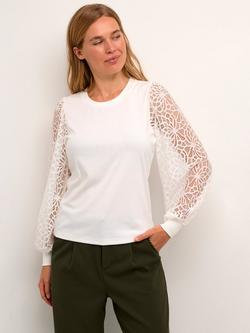 KAFFE Becca Lace Top, Chalk, Chalk