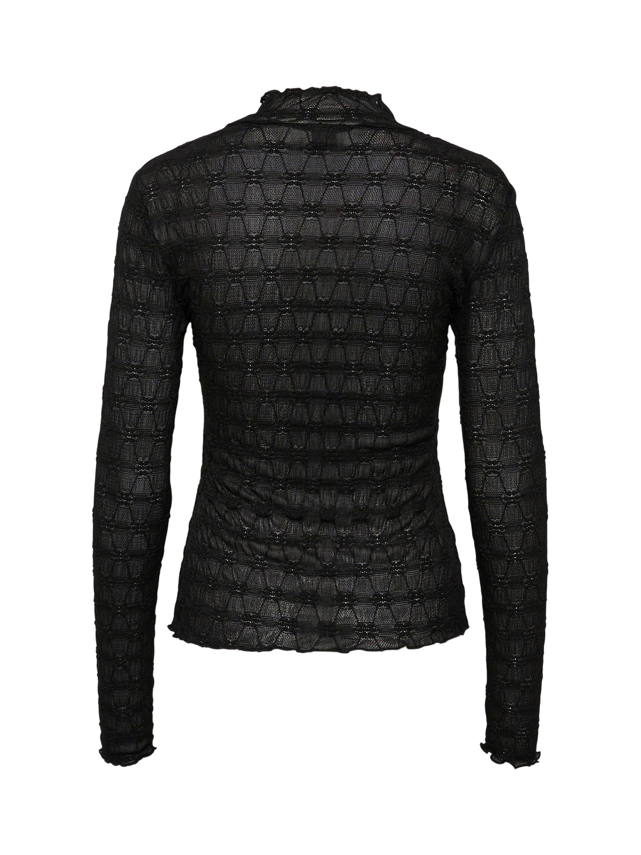 Product image 6 of 6, which shows KAFFE Becca Mesh Long Sleeve T-Shirt, Deep Black, L