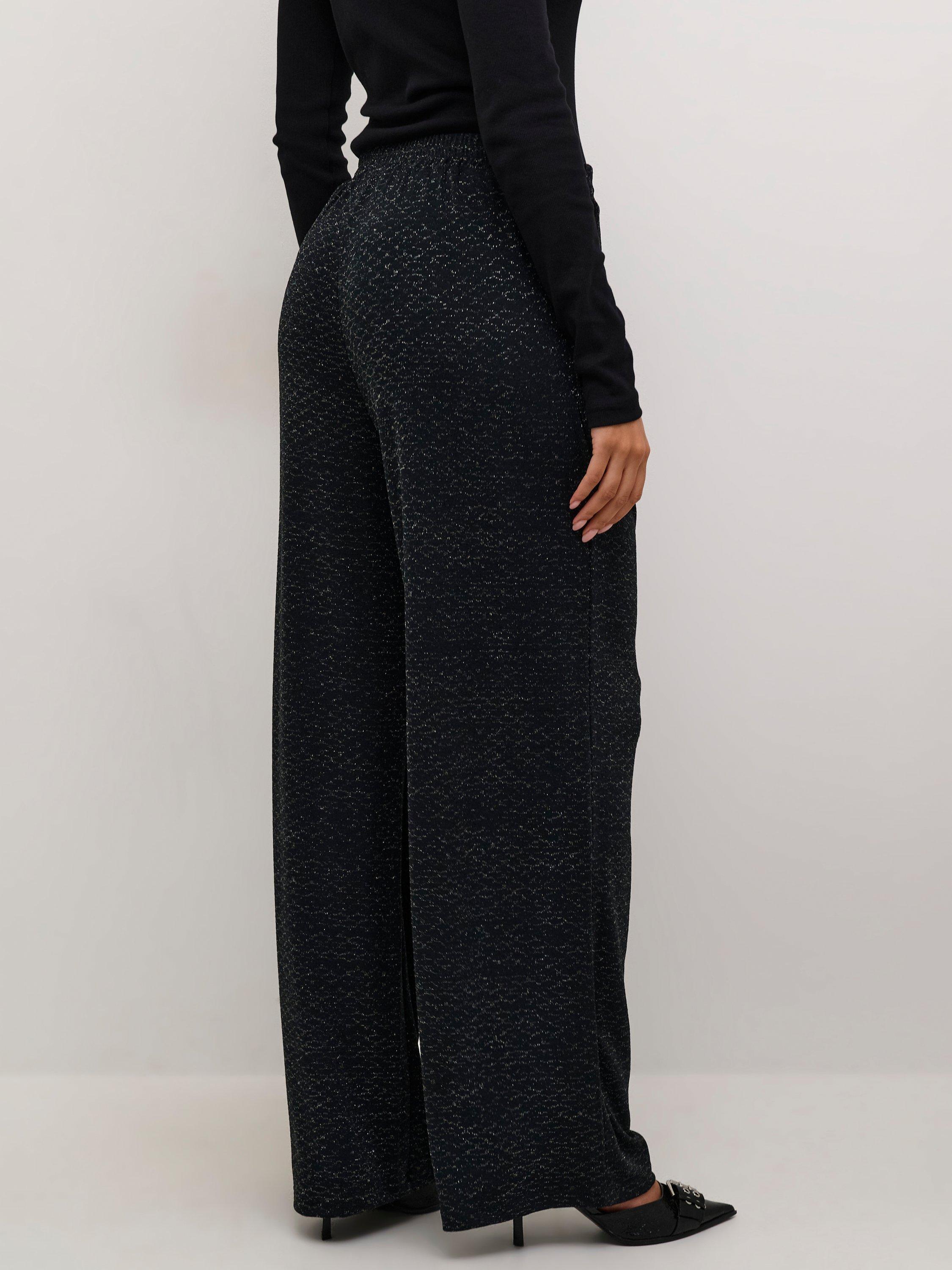Product image 2 of 6, which shows KAFFE Ellie Shimmer Trousers, Black, XS