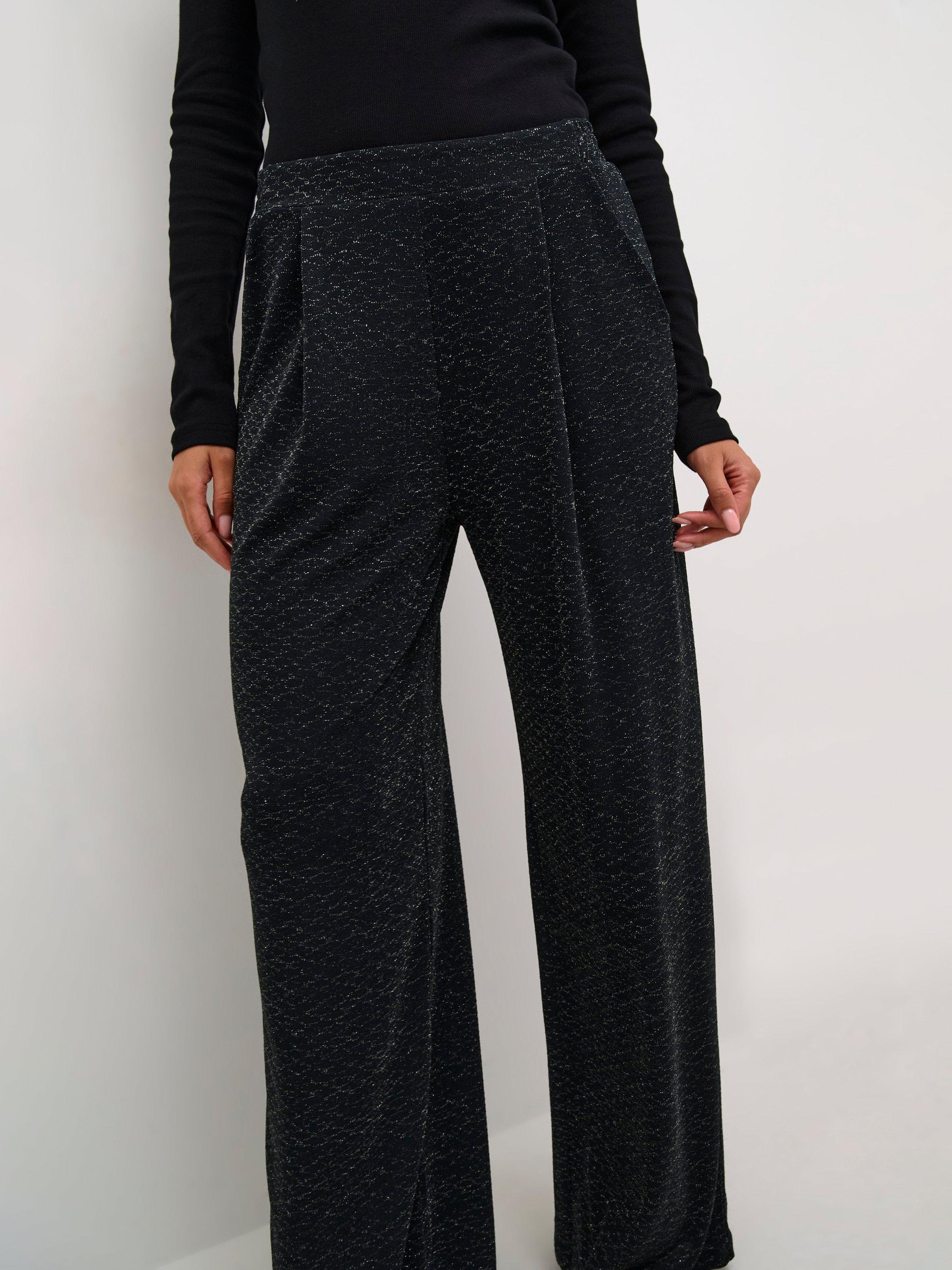 Product image 4 of 6, which shows KAFFE Ellie Shimmer Trousers, Black, XS