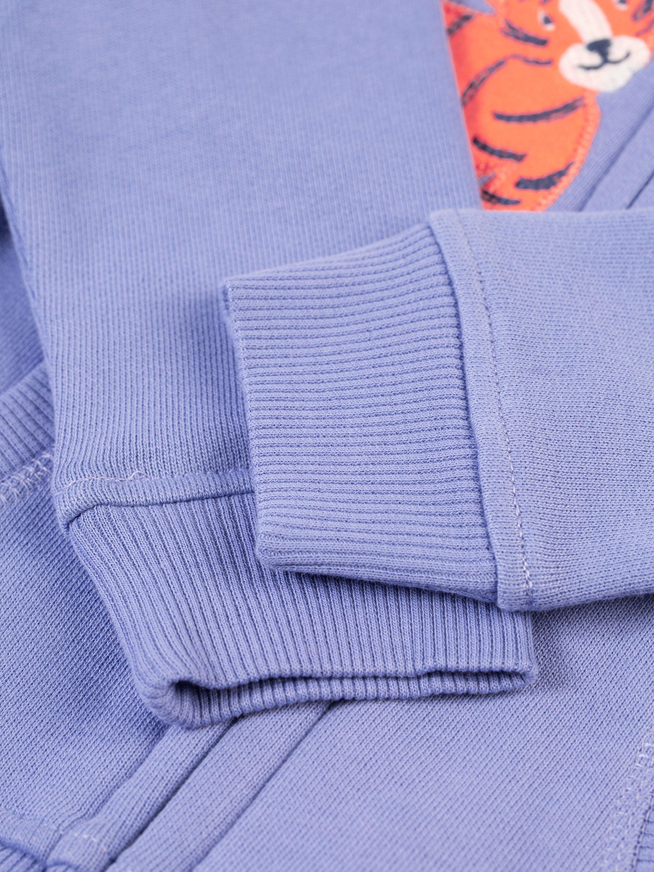 Product image 4 of 4, which shows Frugi Kids' Carbis Organic Cotton Zip Up Hoodie, Grape/Tiger, 0-3 months