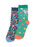 Frugi Kids' Organic Cotton Blend Frill Socks, Pack of 2, Multi