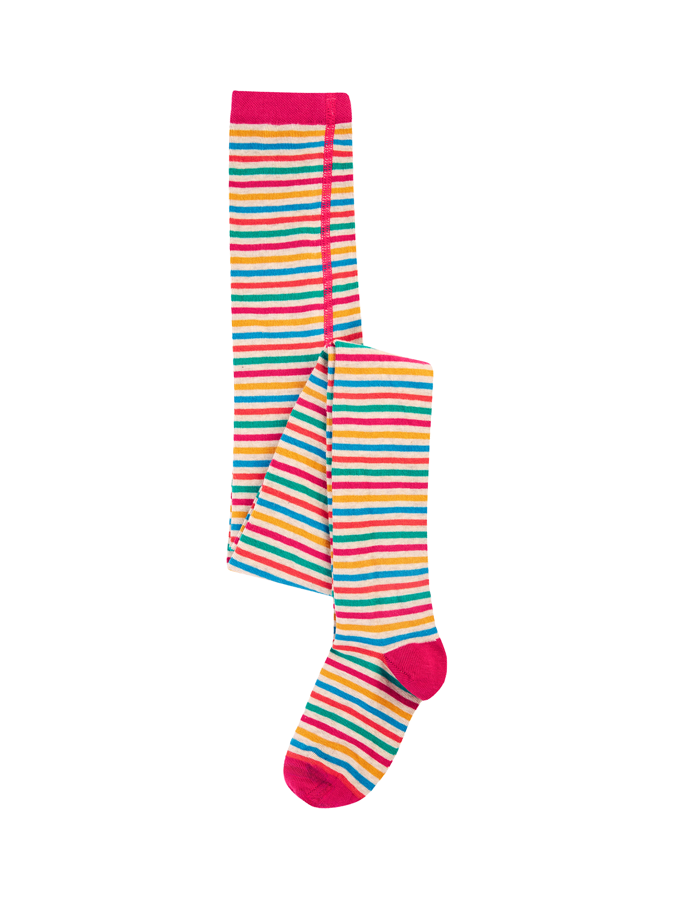 Product image 1 of 3, which shows Frugi Kids' Norah Tights, Lingonberry/Multi, 6-12 months