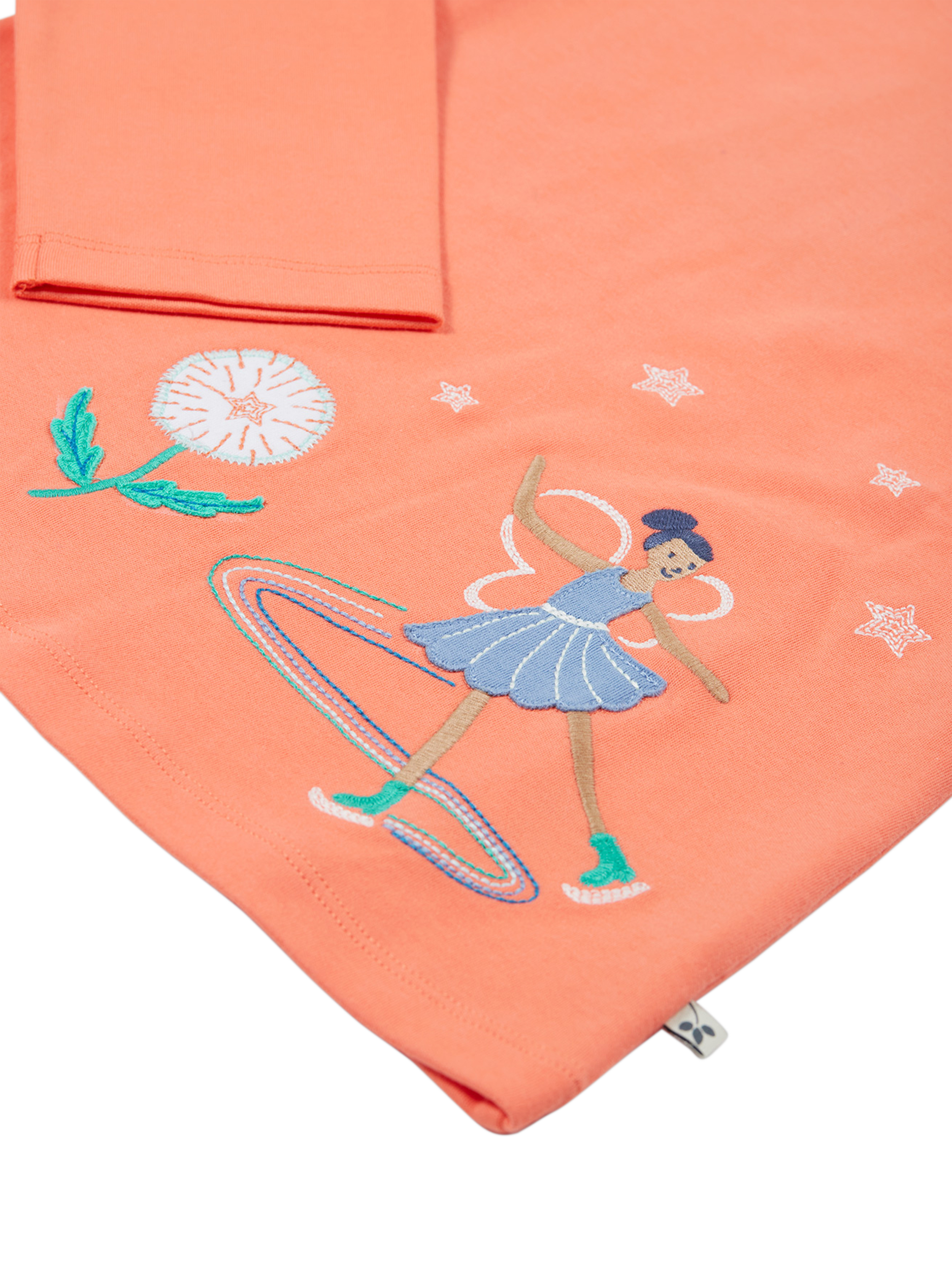 Product image 2 of 4, which shows Frugi Baby Anna Applique Top, Cantaloupe, 6-9 months
