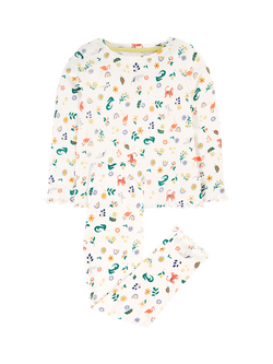 Frugi Kids' Lettuce Pyjamas, White/Multi, White/Multi
