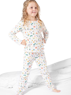 Frugi Kids' Lettuce Pyjamas, White/Multi - view 2, White/Multi