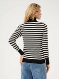 KAFFE Lizza Stripe Roll Neck Jumper, Black/Turtledove