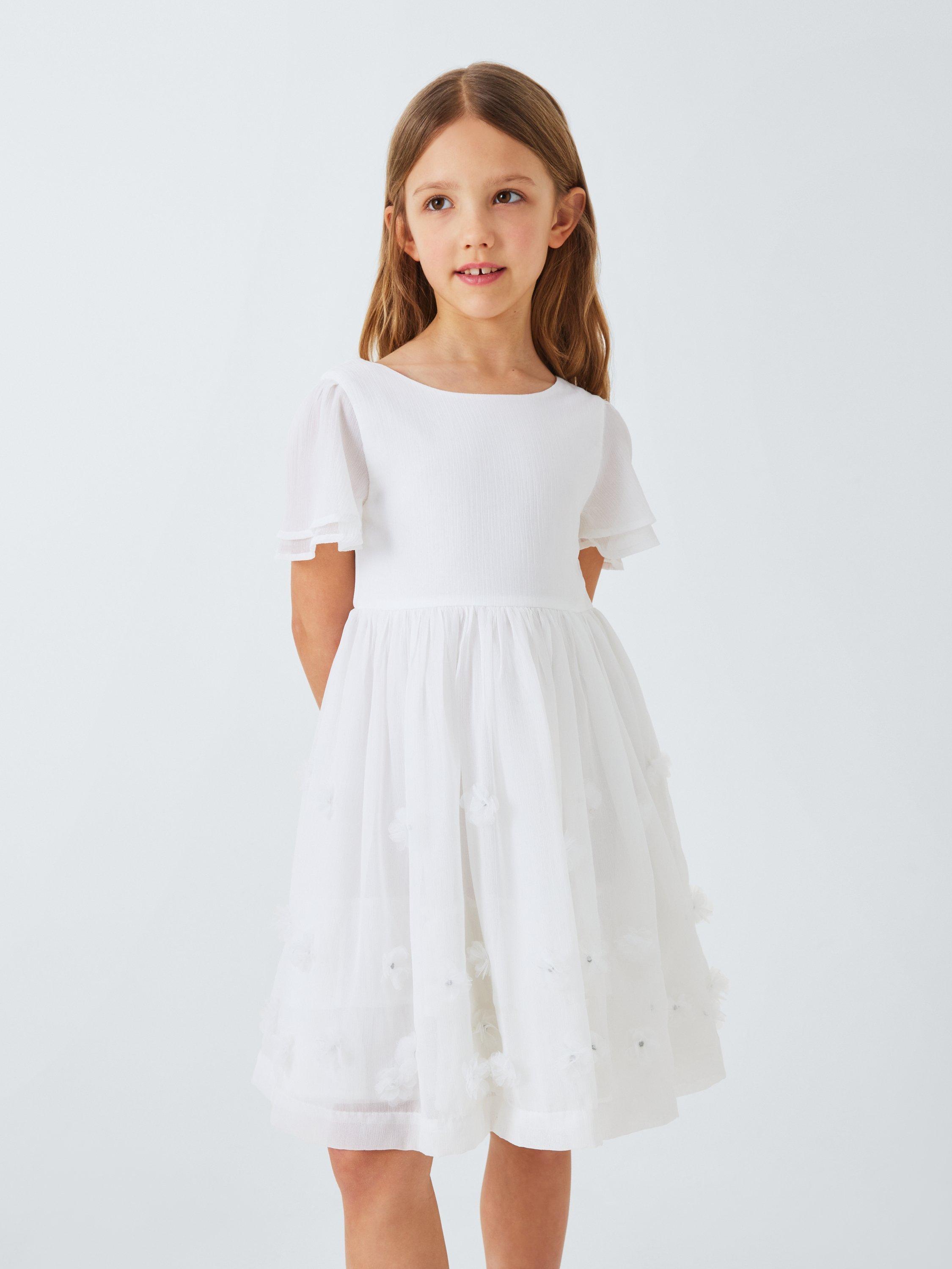 Product image 1 of 7, which shows John Lewis Heirloom Collection Kids' 3D Flower Bridesmaid Dress, White, 2 years