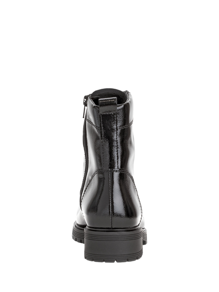Gabor Wide Fit Flamboyant Leather Biker Boots, Black Patent - view 2, Black Patent