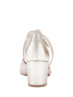 Gabor Gisele Leather Crossover Heeled Courts, Metallic Puder - view 2, Metallic Puder