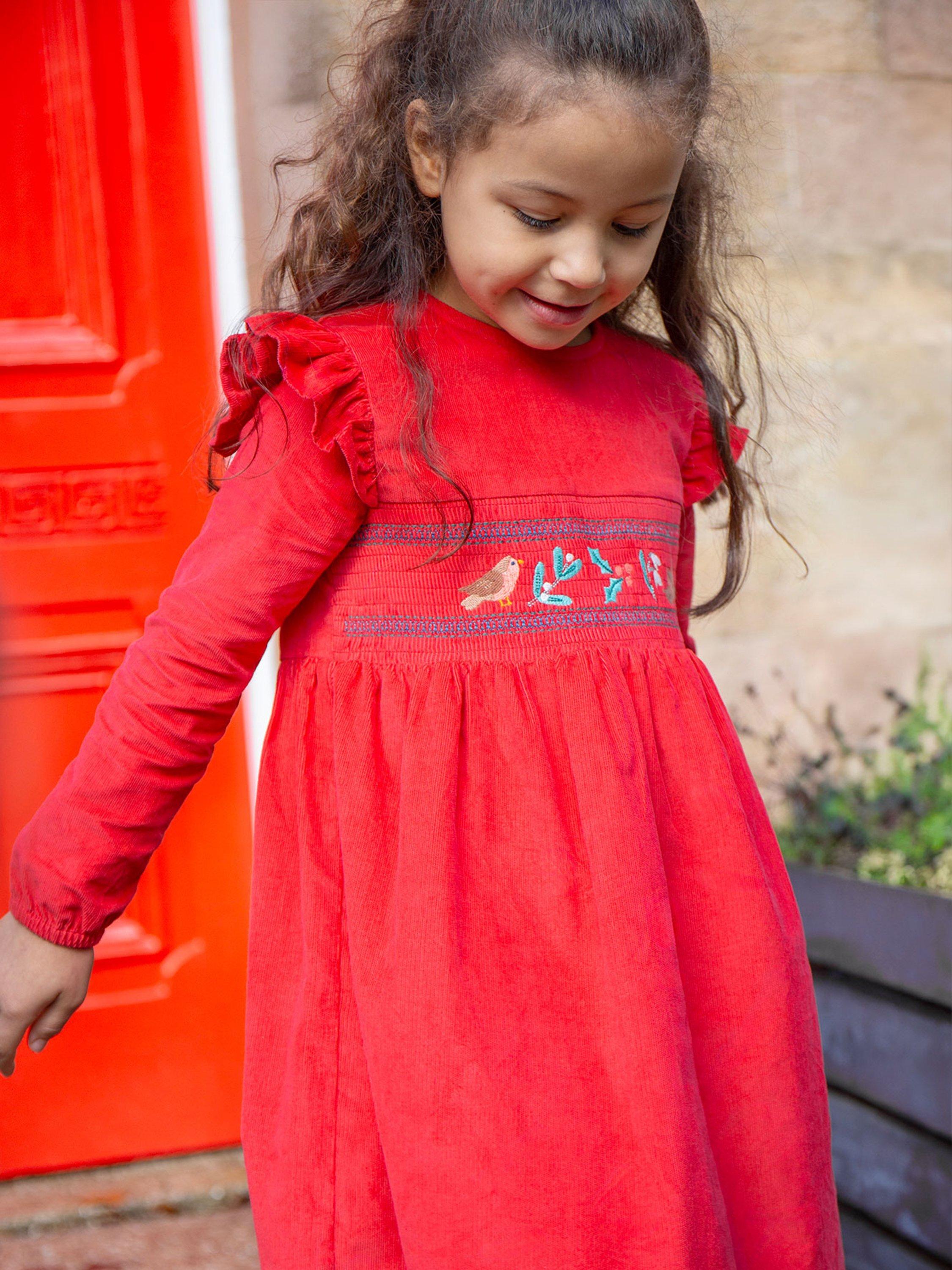 Product image 2 of 5, which shows Frugi Kids' Leonora Dress, True Red, 2-3 years