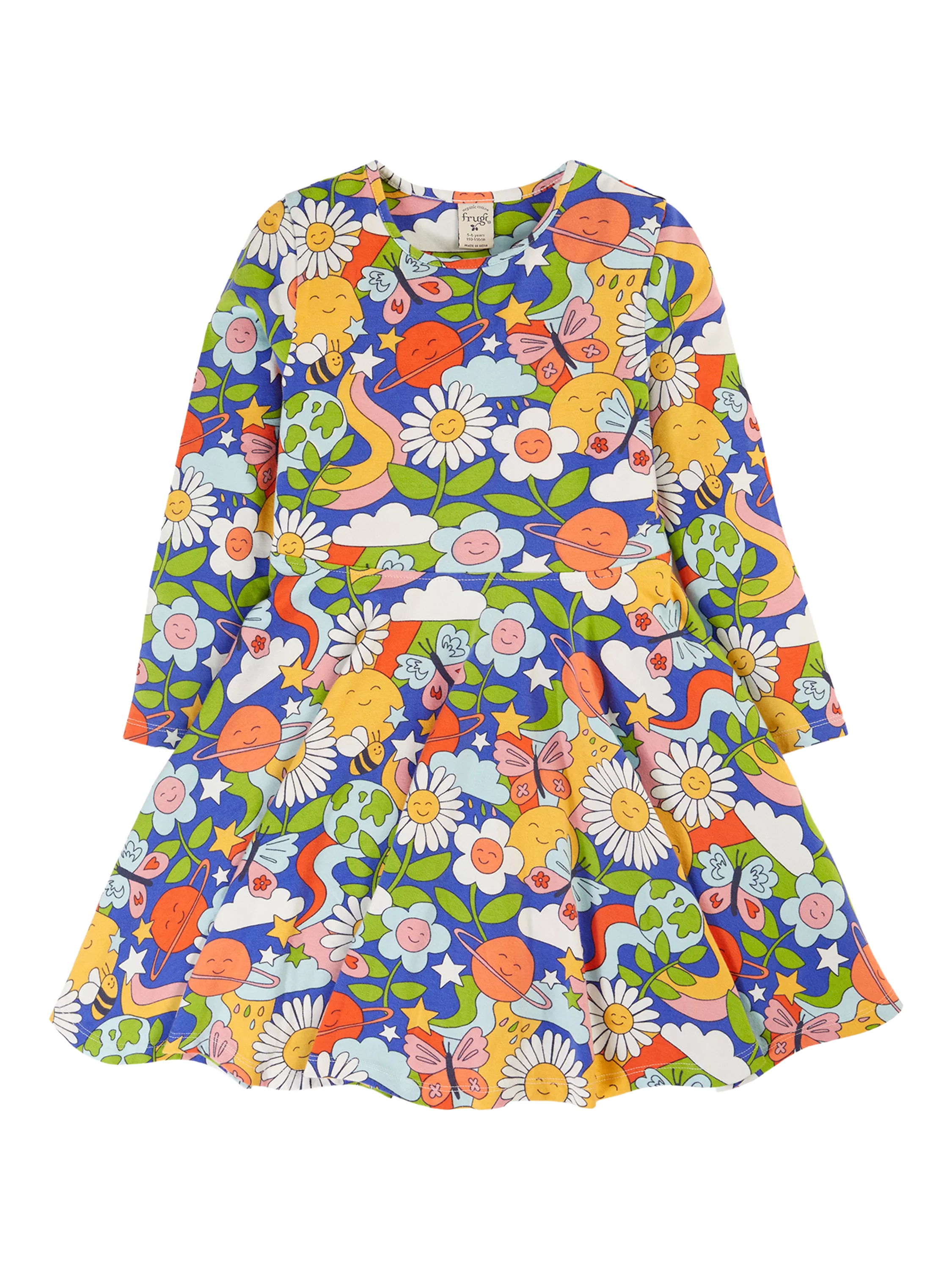 Frugi Kids' Sofia Skater Dress, Retro Happy