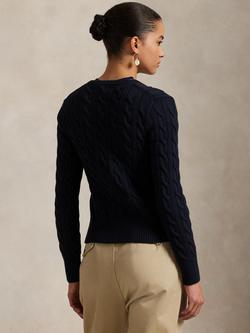 Polo Ralph Lauren Cotton Cable Knit Cardigan, Navy - view 2, Navy