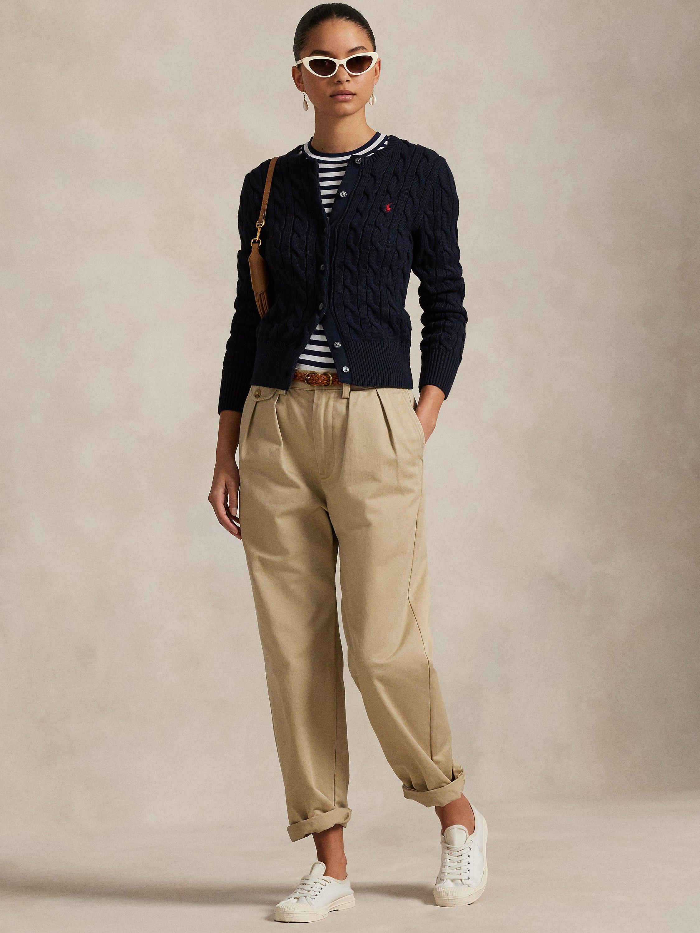 Product image 4 of 4, which shows Polo Ralph Lauren Cotton Cable Knit Cardigan, Navy, XS