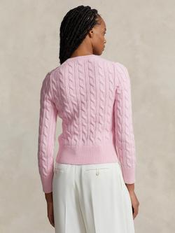Polo Ralph Lauren Cotton Cable Knit Cardigan, Carmel Pink - view 2, Carmel Pink