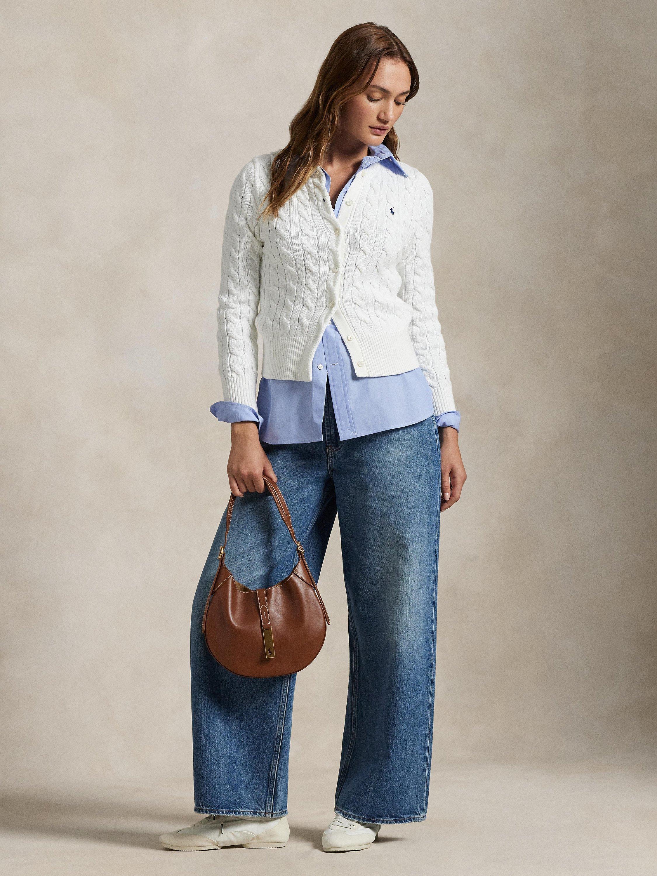 Product image 3 of 4, which shows Polo Ralph Lauren Cotton Cable Knit Cardigan, White, XS