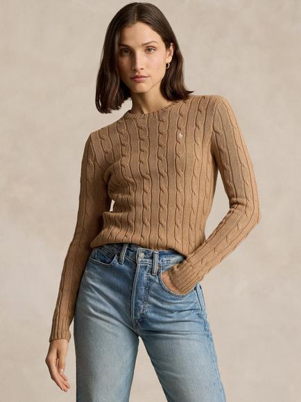 Polo Ralph Lauren Julianna Cable Knit Jumper, Camel