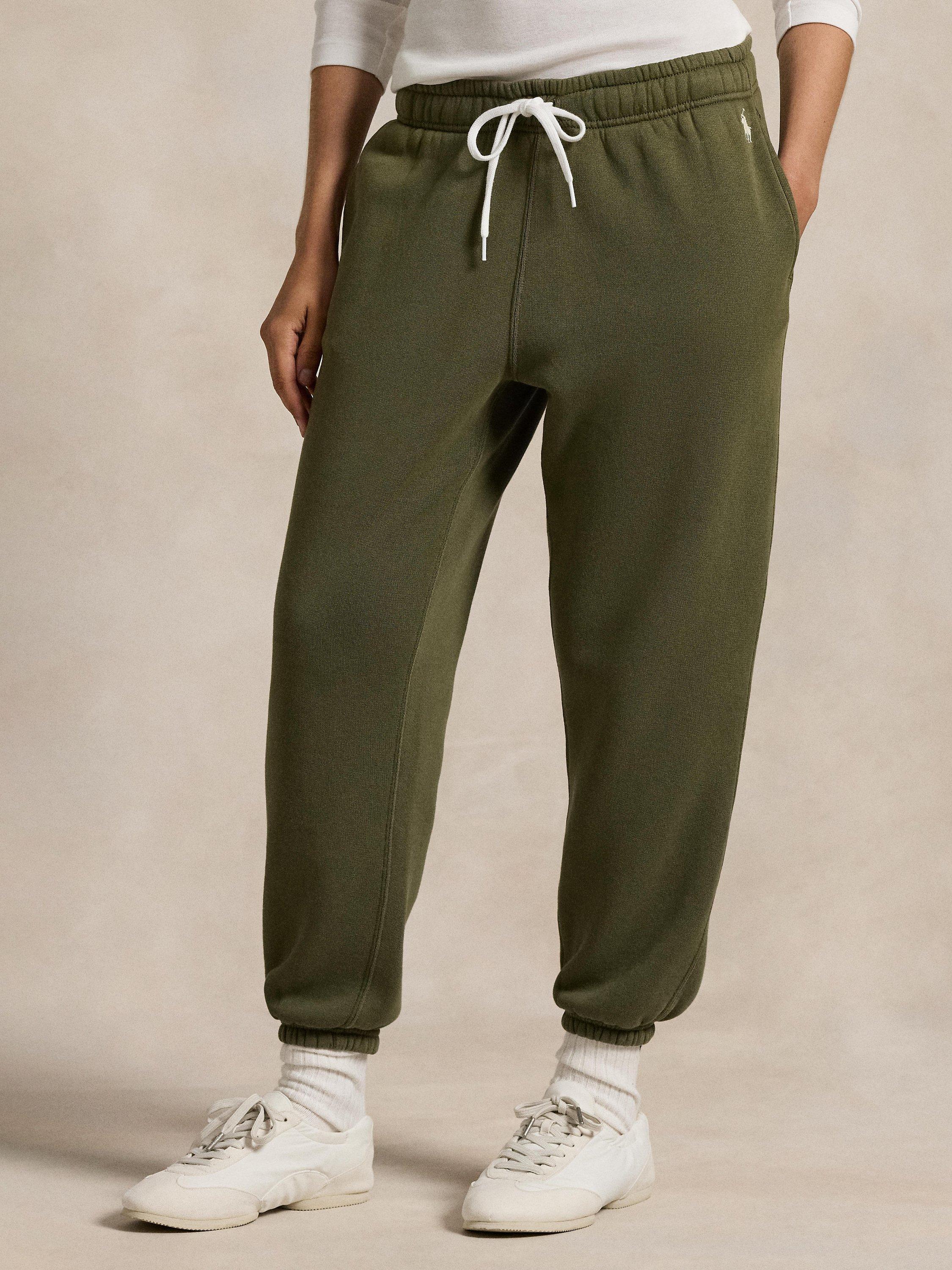 Product image 2 of 4, which shows Polo Ralph Lauren Cotton Fleece Elasticated Waist Joggers, Green, M