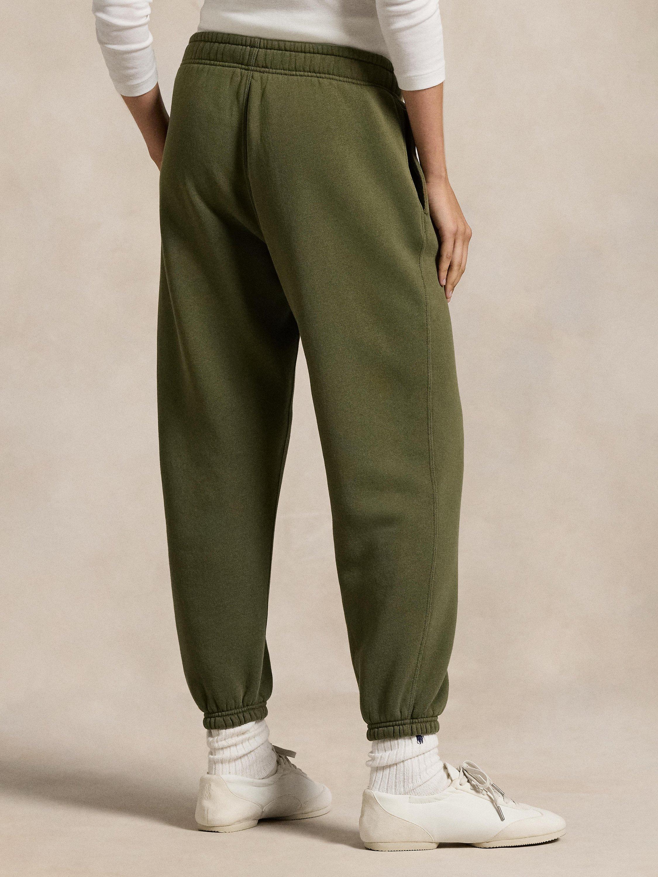 Product image 3 of 4, which shows Polo Ralph Lauren Cotton Fleece Elasticated Waist Joggers, Green, M