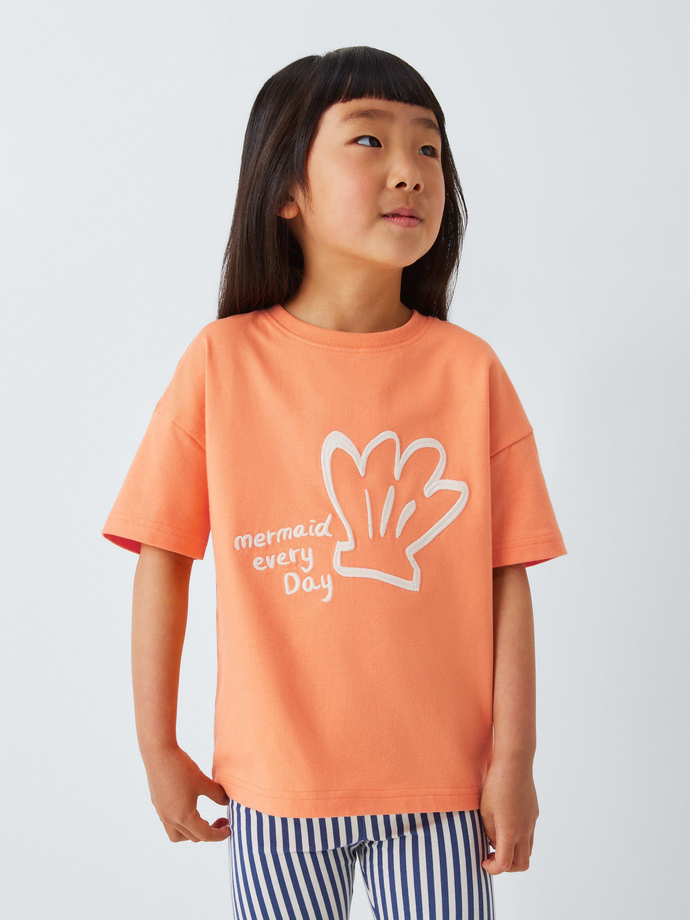 Product image 1 of 7, which shows John Lewis ANYDAY Kids' Shell Mermaid T-Shirt, Coral, 2 years