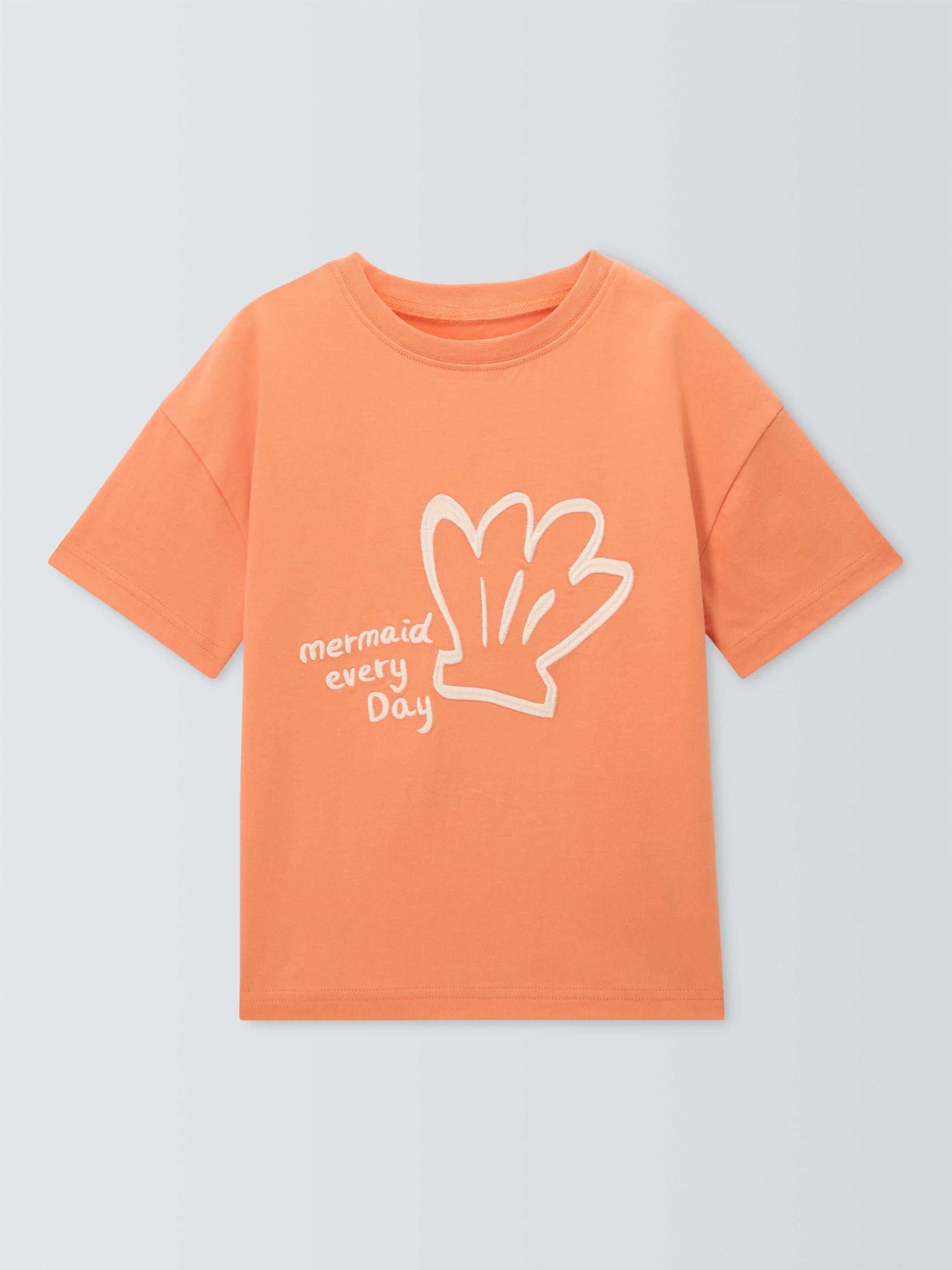 Product image 3 of 7, which shows John Lewis ANYDAY Kids' Shell Mermaid T-Shirt, Coral, 2 years
