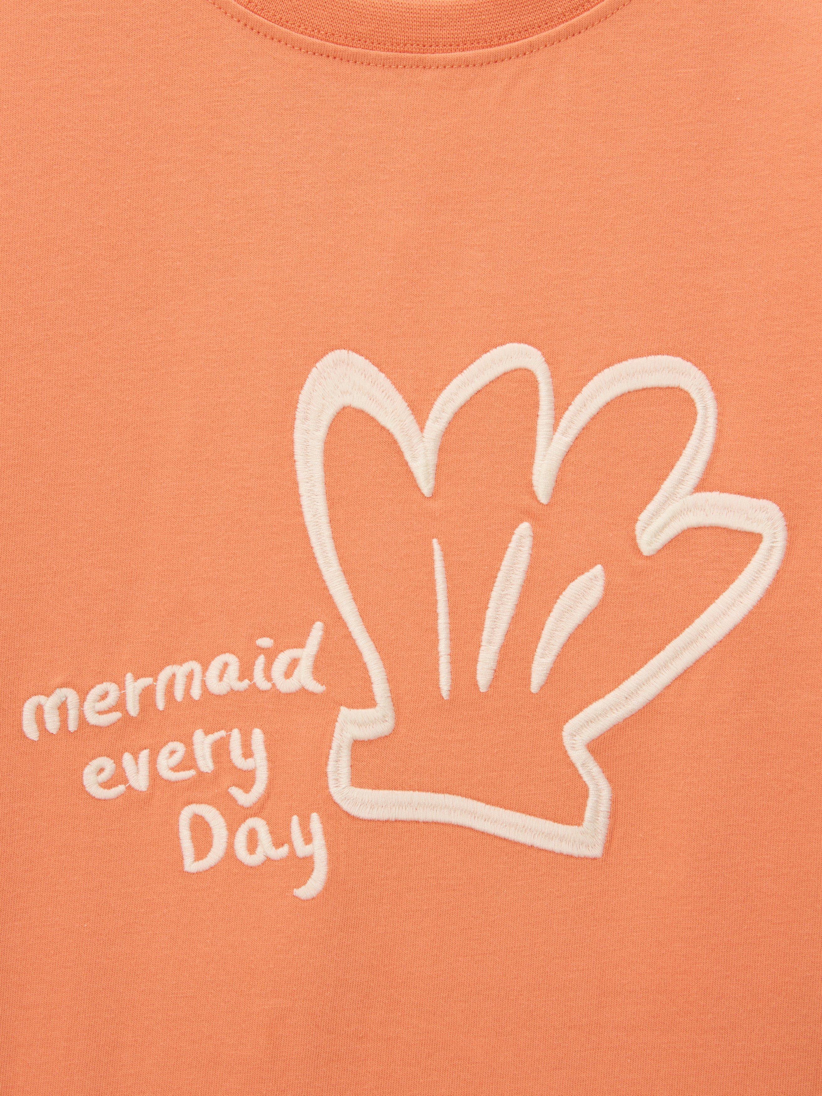 Product image 7 of 7, which shows John Lewis ANYDAY Kids' Shell Mermaid T-Shirt, Coral, 2 years