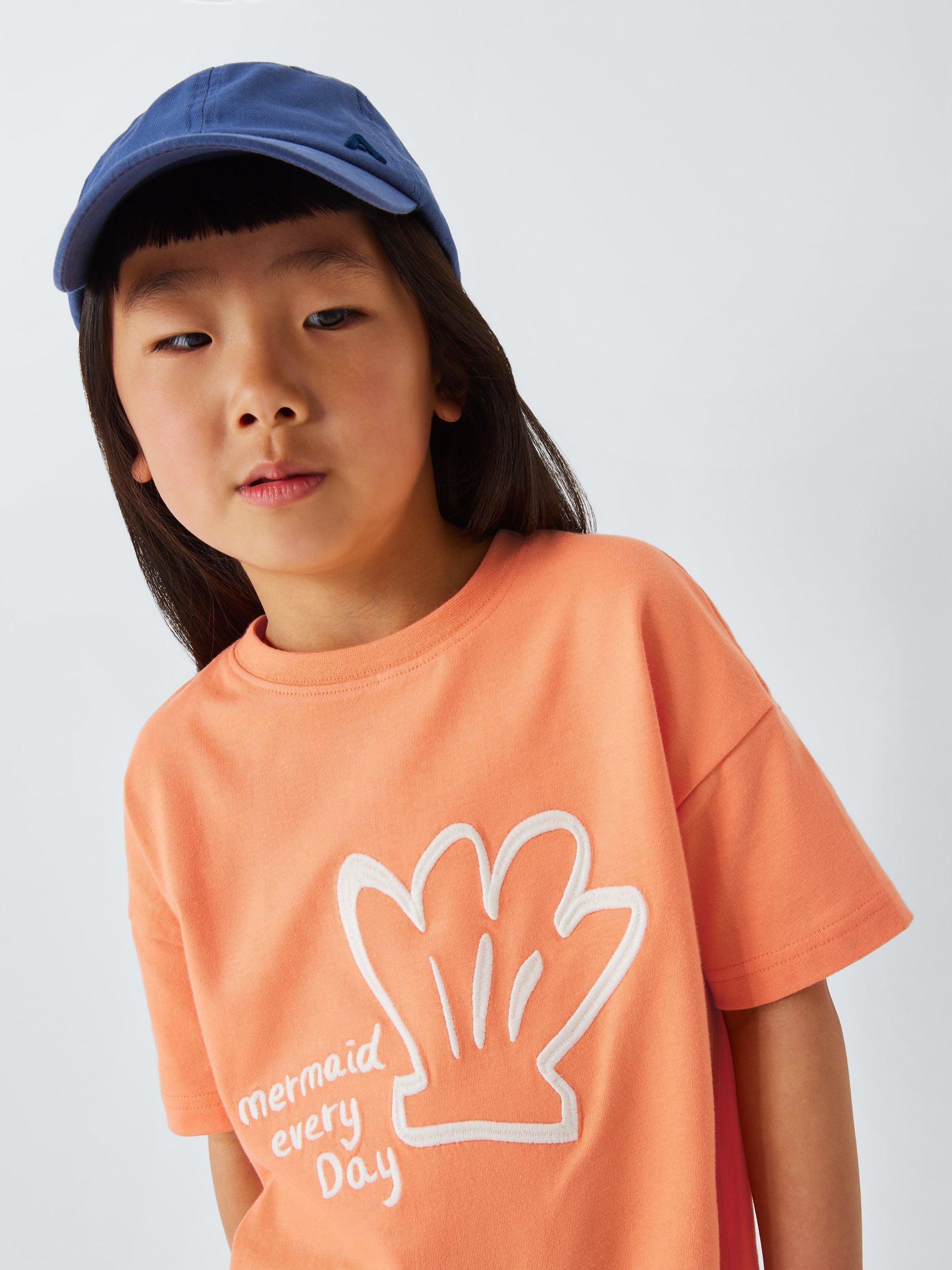 Product image 4 of 7, which shows John Lewis ANYDAY Kids' Shell Mermaid T-Shirt, Coral, 2 years
