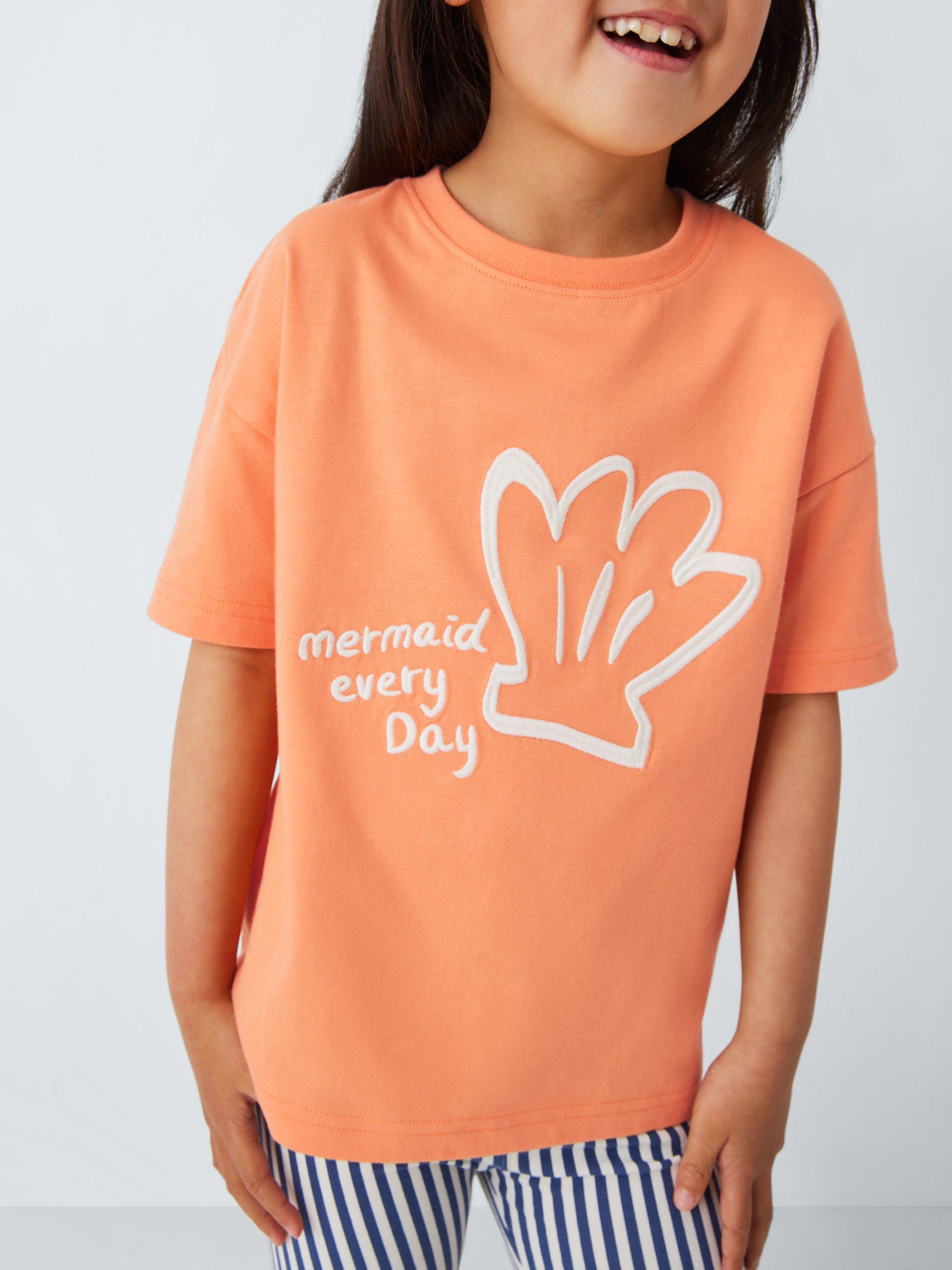Product image 5 of 7, which shows John Lewis ANYDAY Kids' Shell Mermaid T-Shirt, Coral, 2 years
