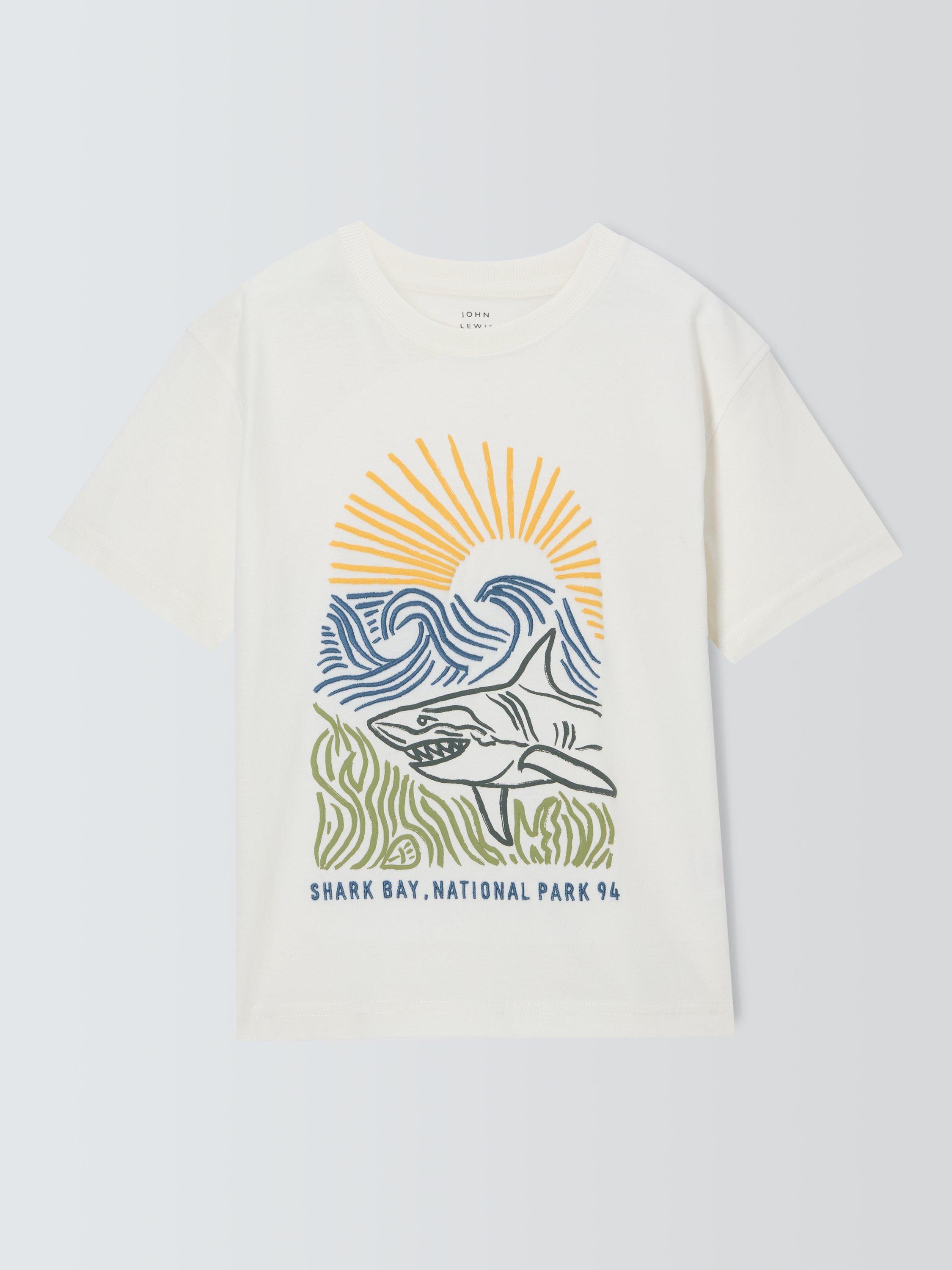 Product image 3 of 7, which shows John Lewis Kids' Shark Bay T-Shirt, White, 2 years