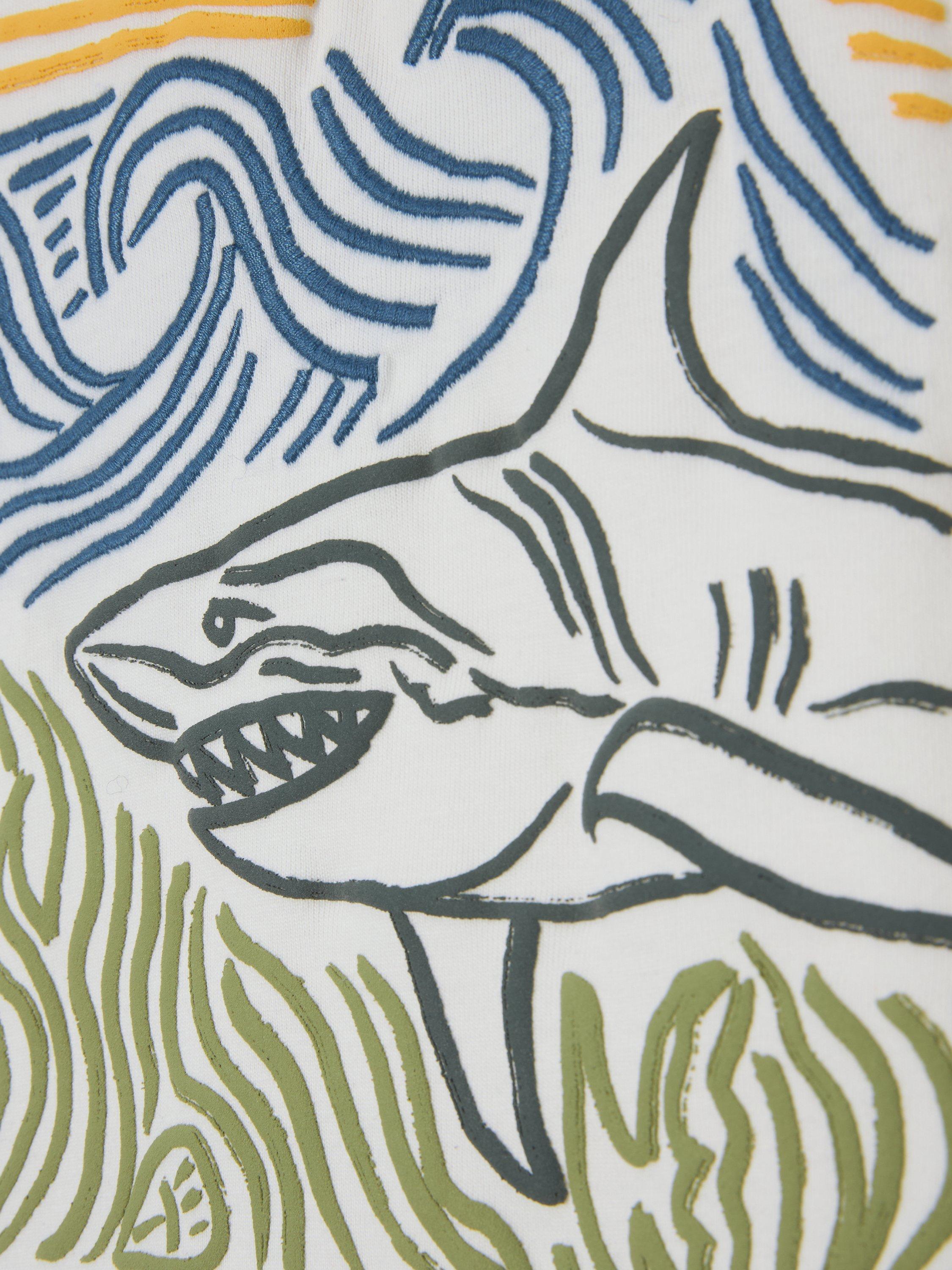 Product image 4 of 7, which shows John Lewis Kids' Shark Bay T-Shirt, White, 2 years