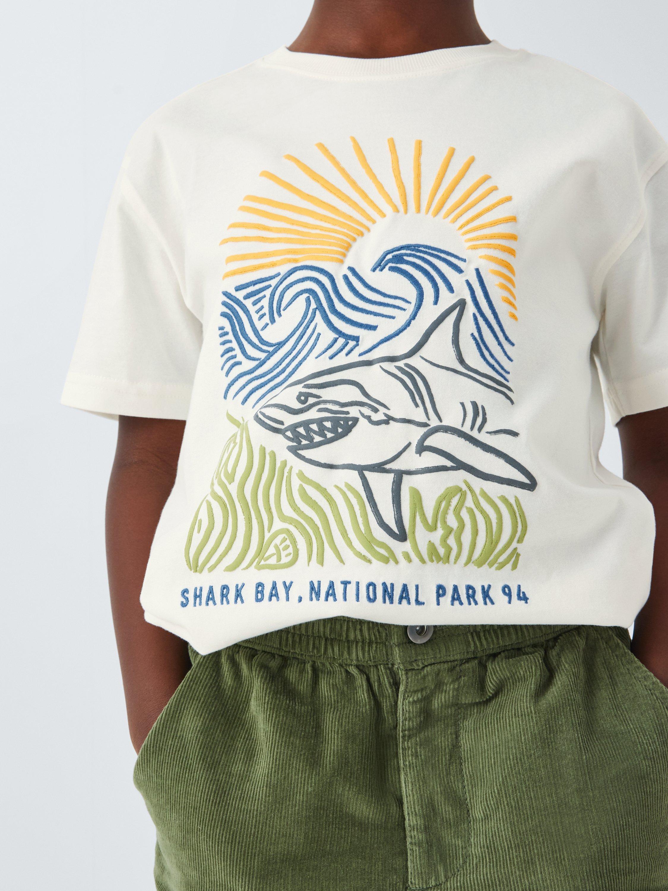 Product image 6 of 7, which shows John Lewis Kids' Shark Bay T-Shirt, White, 2 years