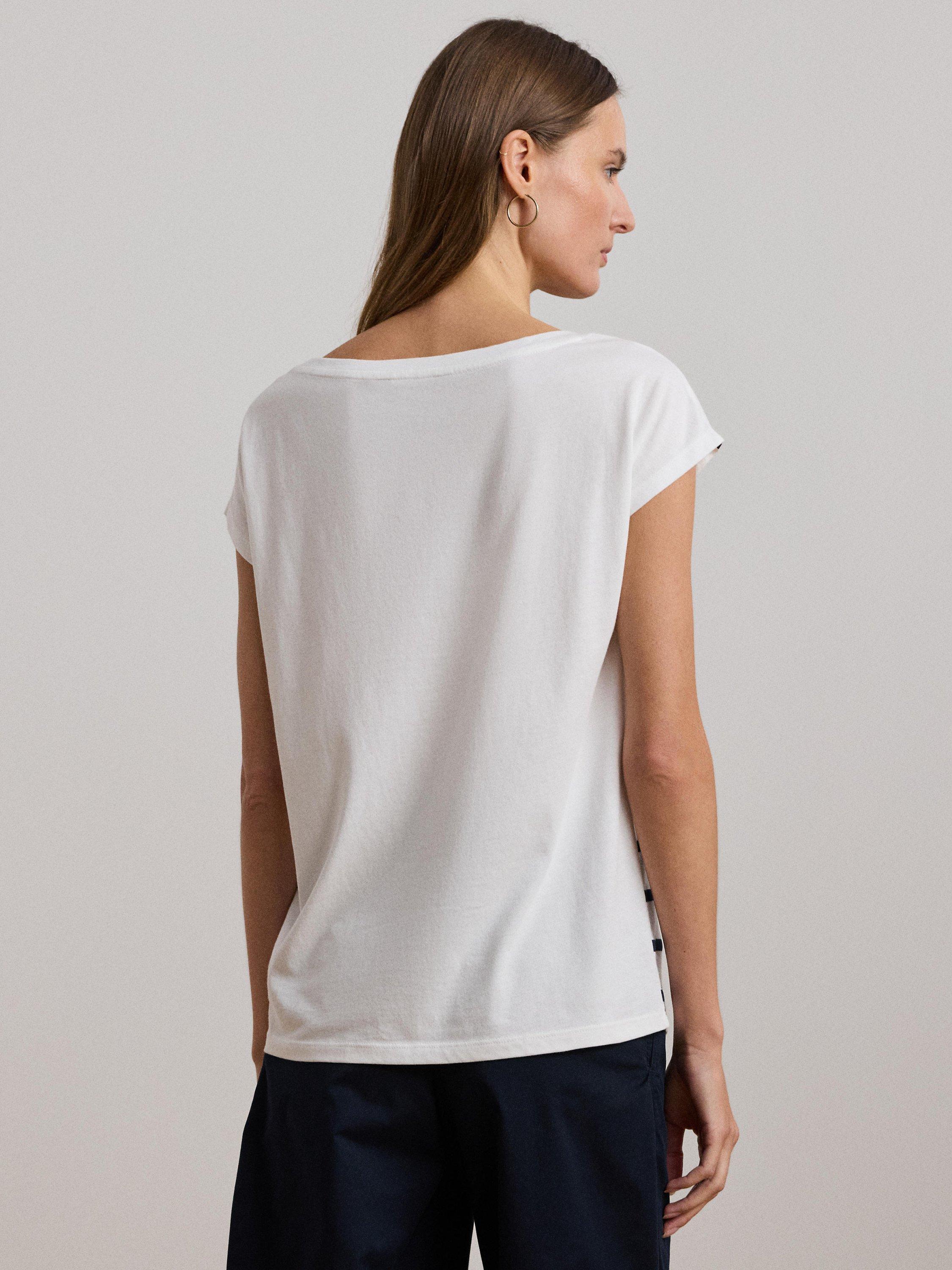 Product image 2 of 4, which shows Lauren Ralph Lauren Grieta Nautical T-Shirt, White/Navy, XS