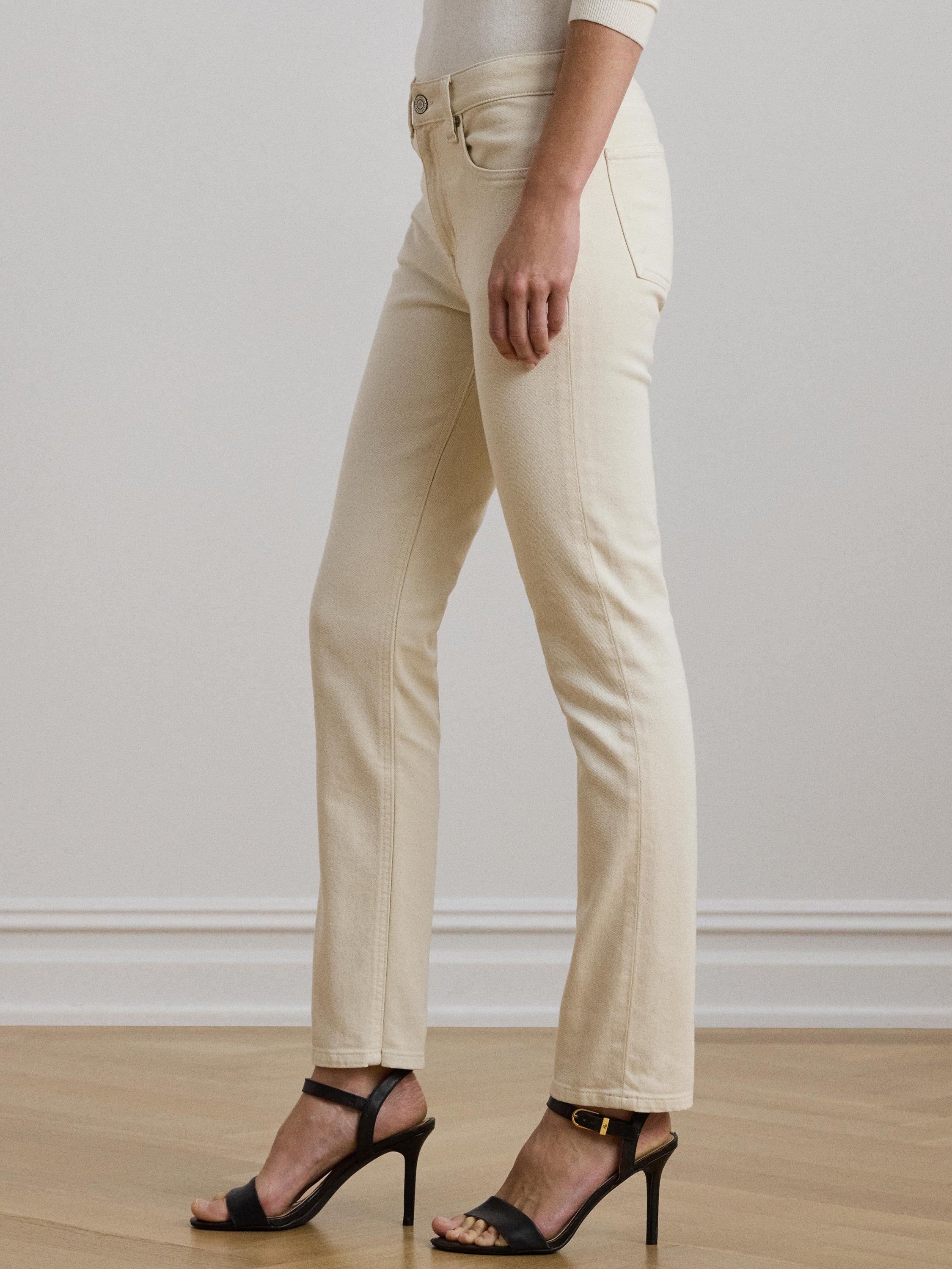 Product image 3 of 5, which shows Lauren Ralph Lauren High Rise Straight Ankle Jeans, Cream, 6