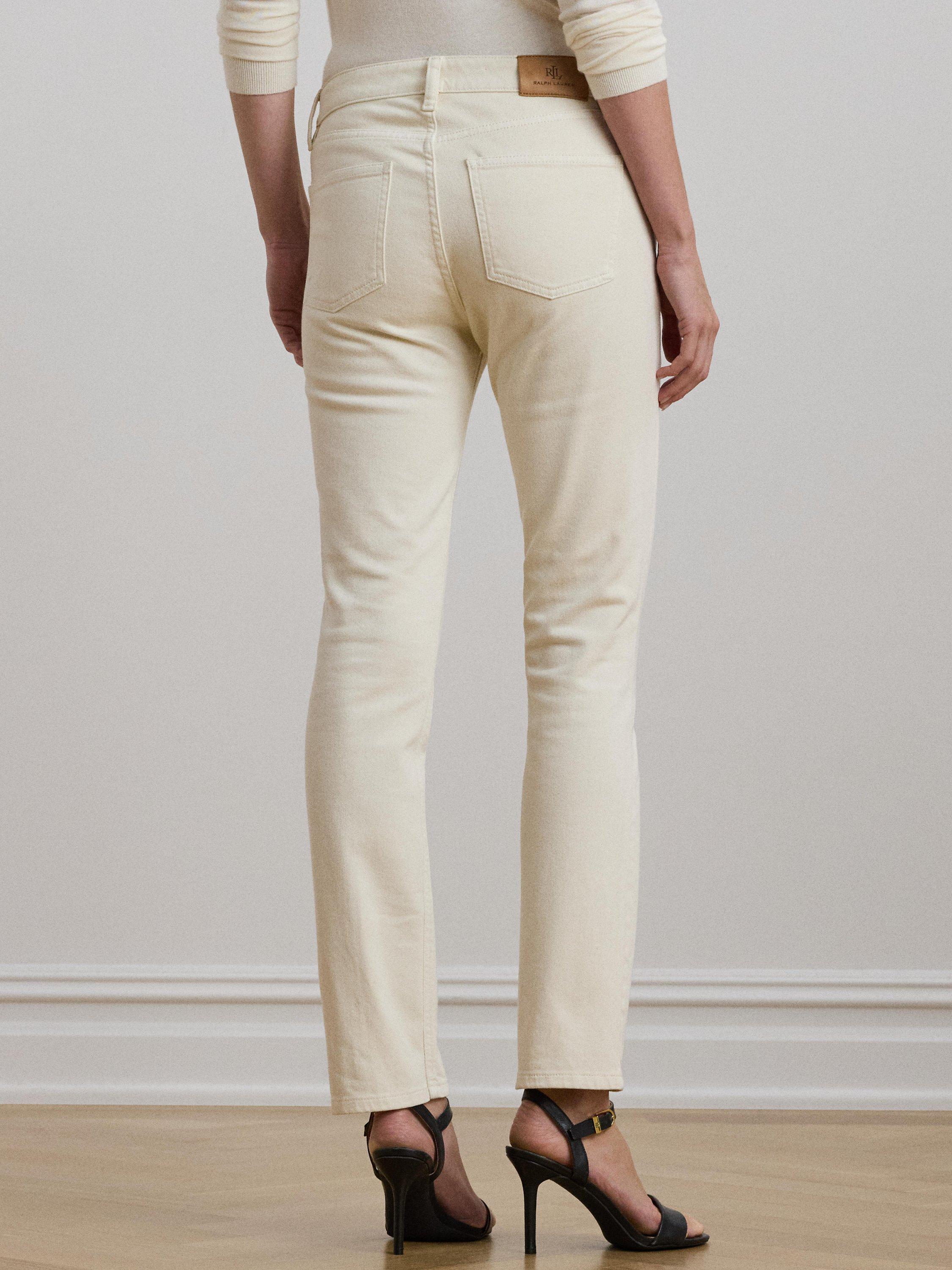 Product image 4 of 5, which shows Lauren Ralph Lauren High Rise Straight Ankle Jeans, Cream, 6