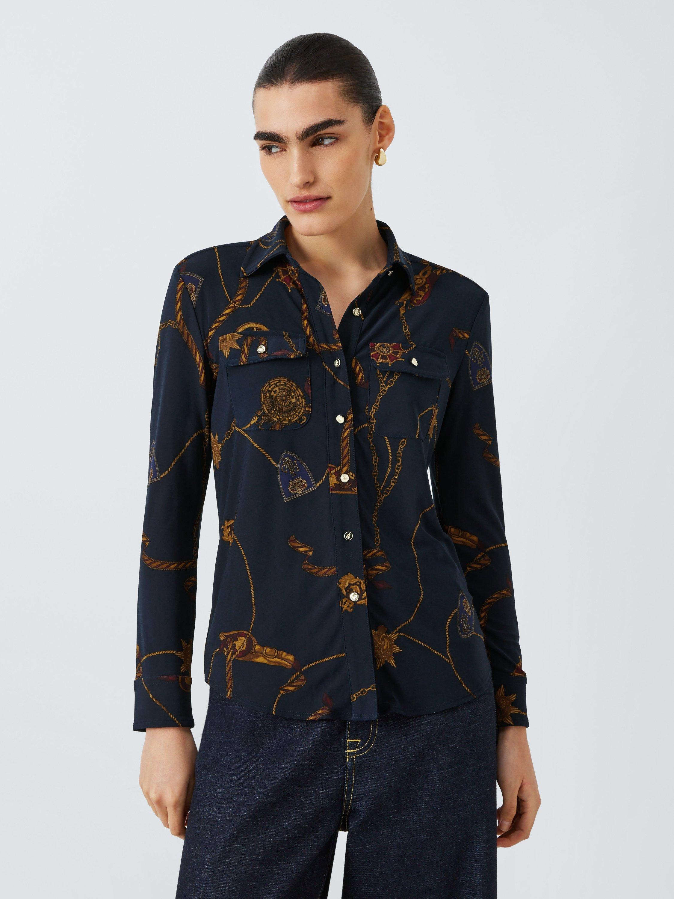 Lauren Ralph Lauren Corwin Nautical Print Shirt, Navy/Multi
