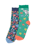 Frugi Kids' Grippy Socks, Pack of 2, Giraffe Multipack