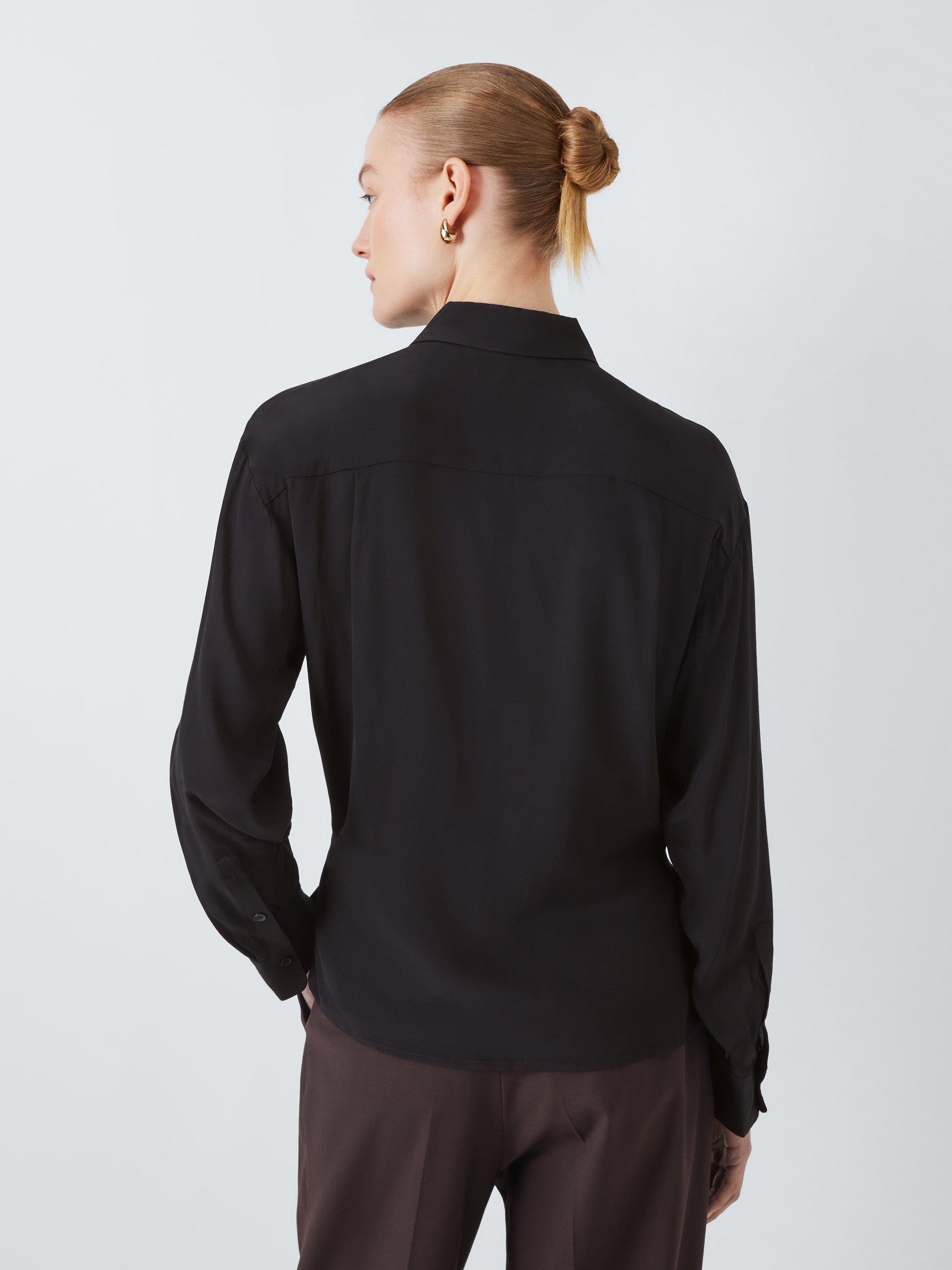 Product image 2 of 6, which shows John Lewis Wrap Long Sleeve Shirt , Black, 8