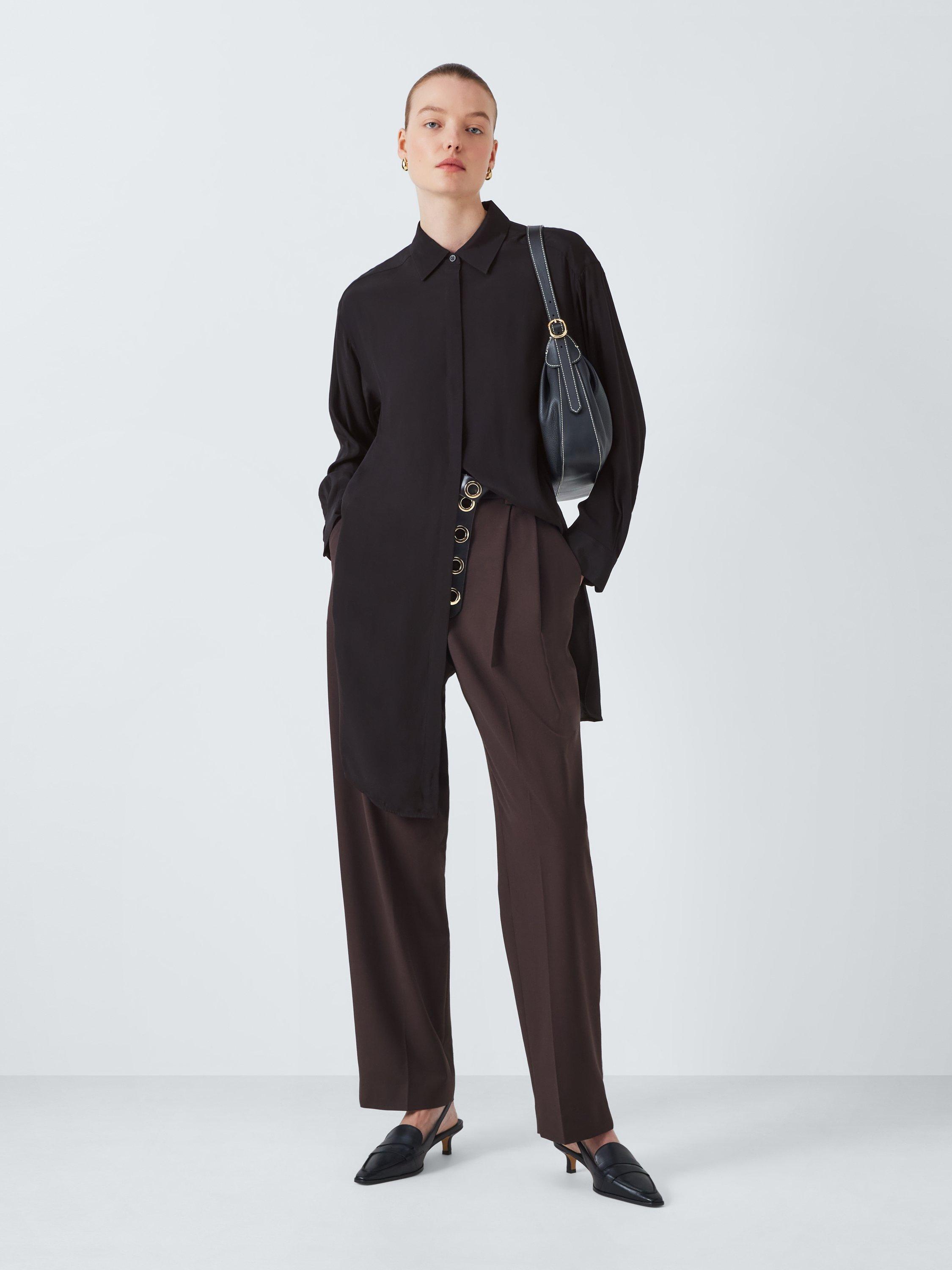 Product image 3 of 6, which shows John Lewis Wrap Long Sleeve Shirt , Black, 8