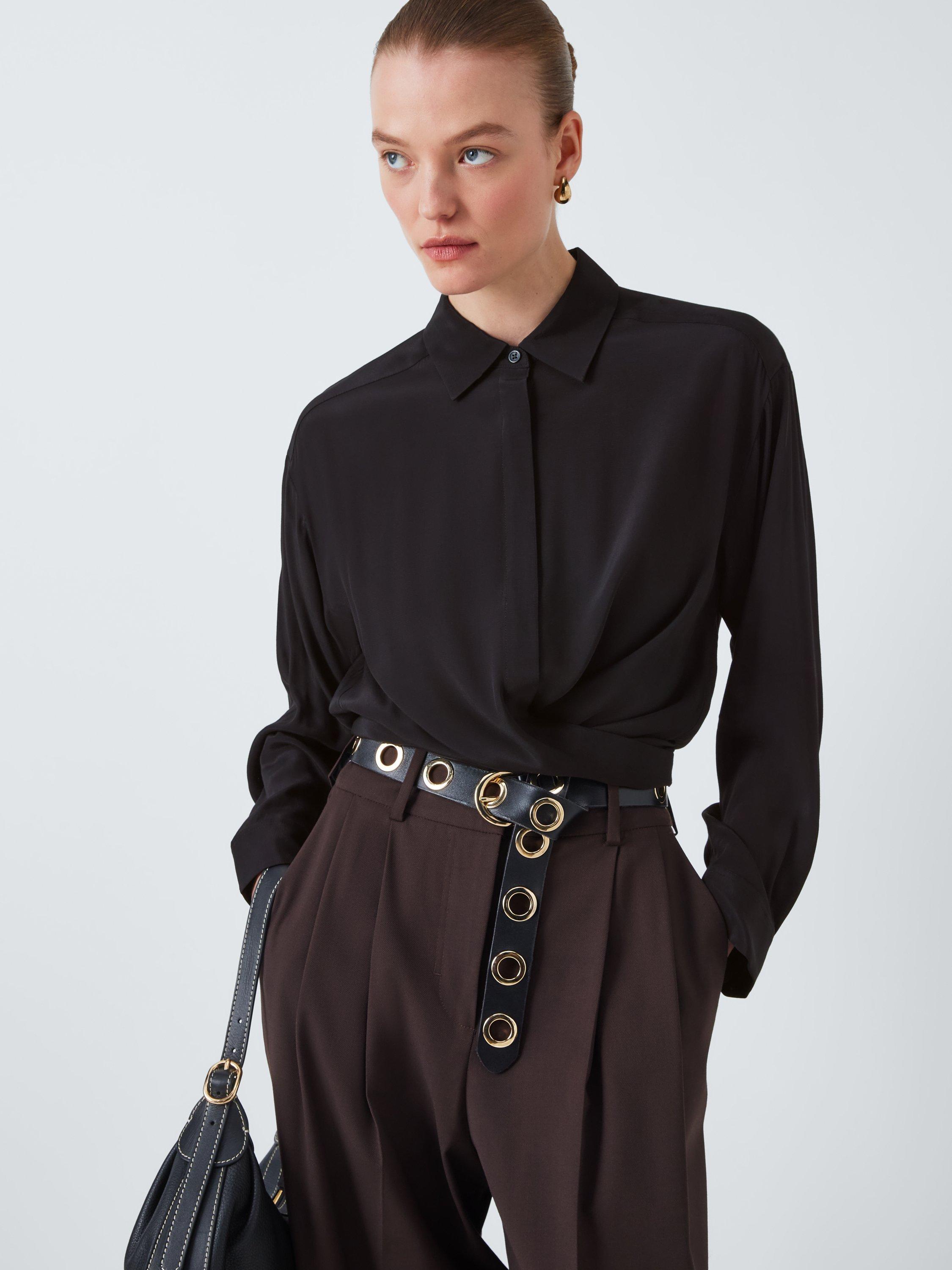 Product image 5 of 6, which shows John Lewis Wrap Long Sleeve Shirt , Black, 8