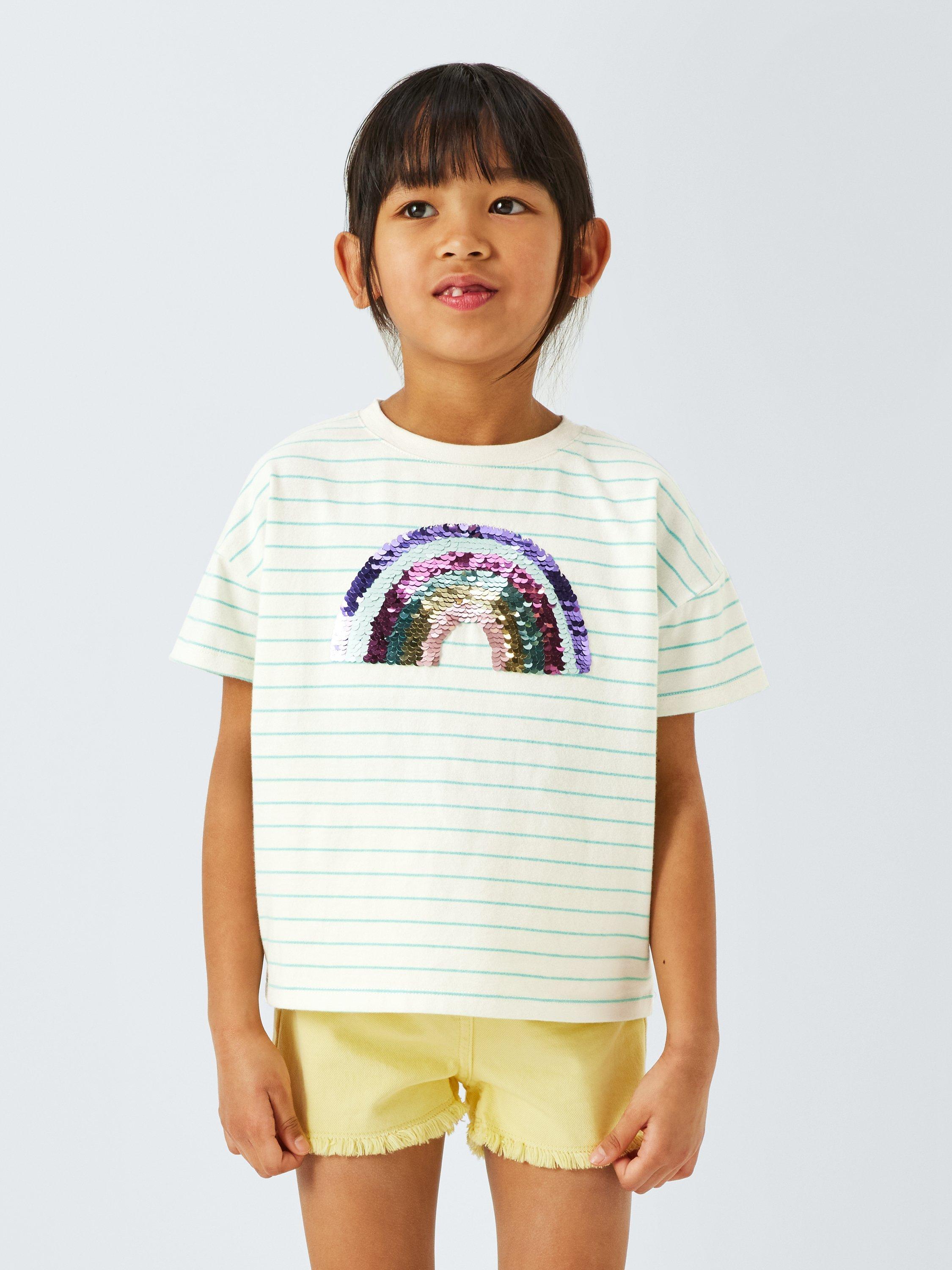 Product image 1 of 7, which shows John Lewis Kids' Sequin Rainbow T-Shirt, Multi, 2 years