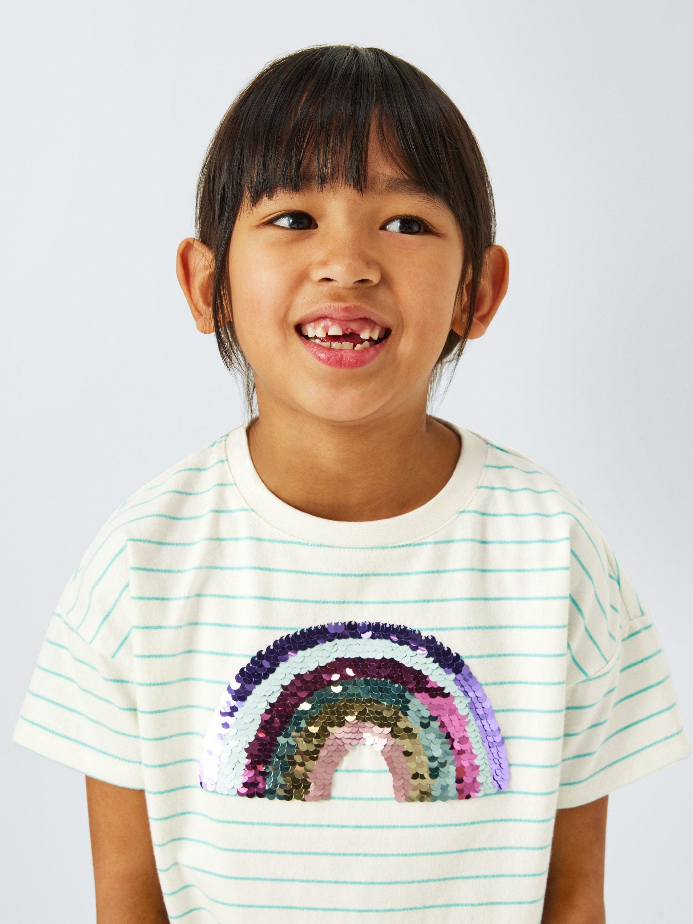 Product image 4 of 7, which shows John Lewis Kids' Sequin Rainbow T-Shirt, Multi, 2 years