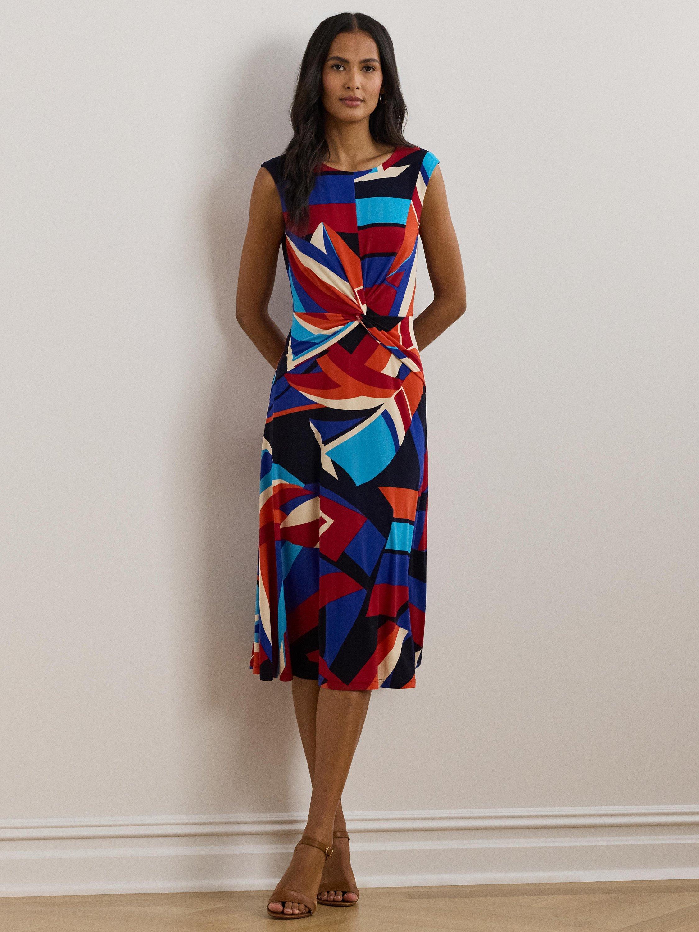 Lauren Ralph Lauren Tessanne Abstract Twist Jersey Midi Dress, Multi